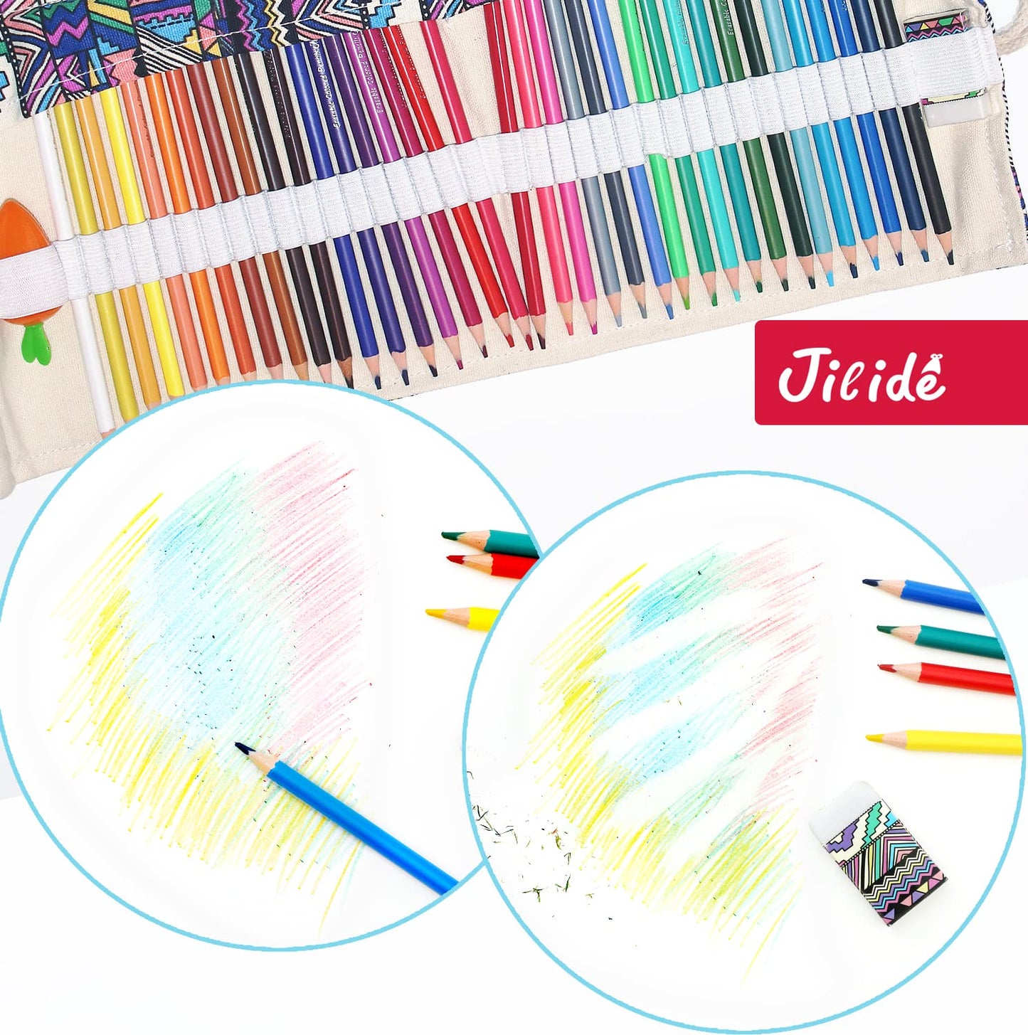 Jilide Erasable 36-Color Pencil Set with Eraser & Sharpener