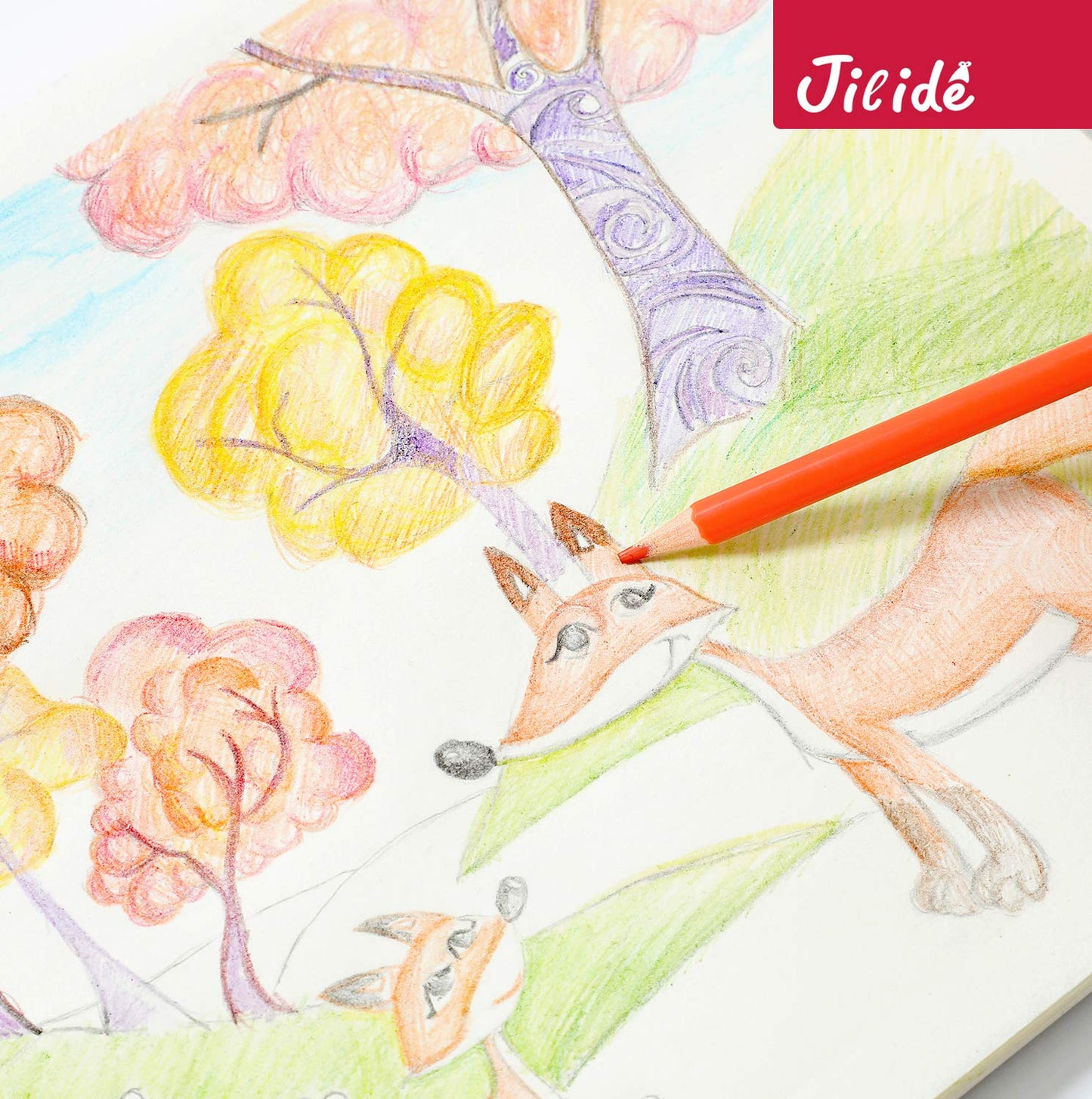Jilide Erasable 36-Color Pencil Set with Eraser & Sharpener