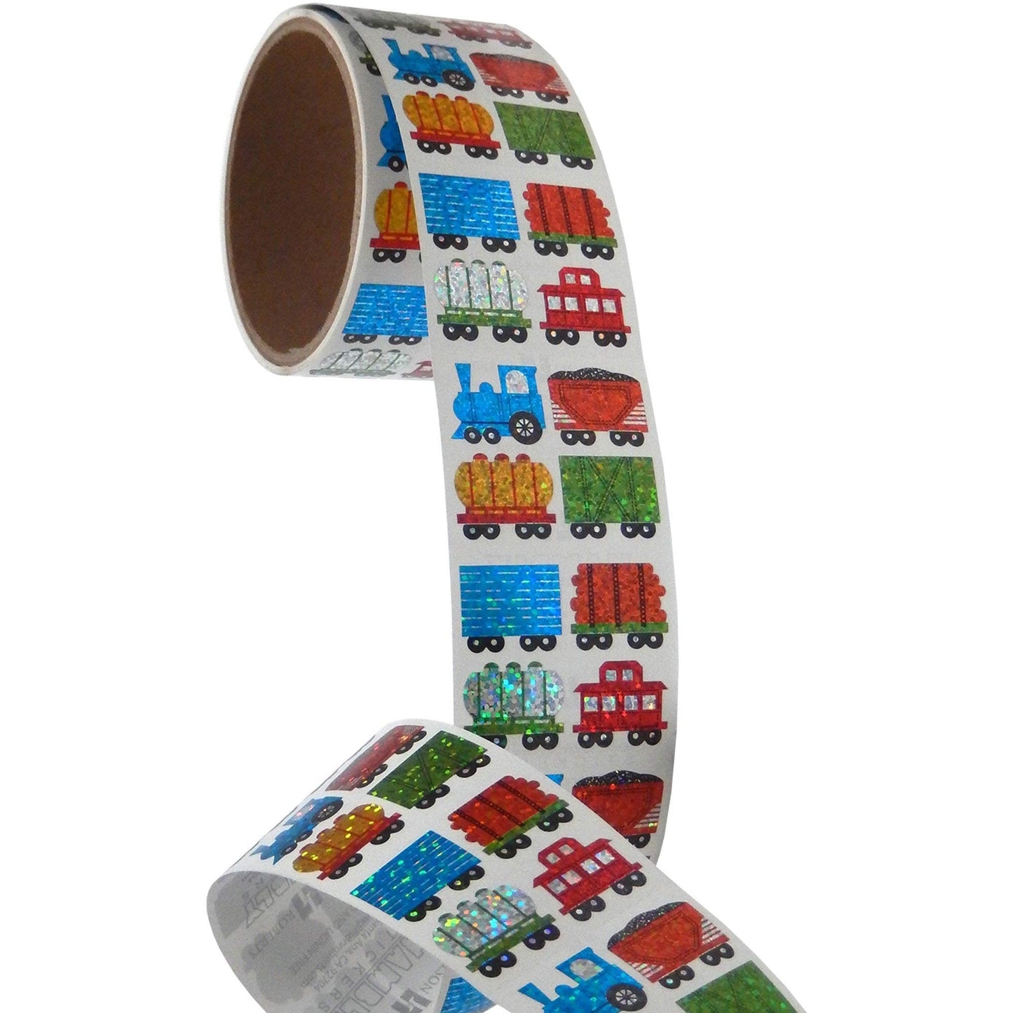 Bulk Roll Prismatic Stickers – Mini Train Cars (50 Repeats) by Jillson Roberts