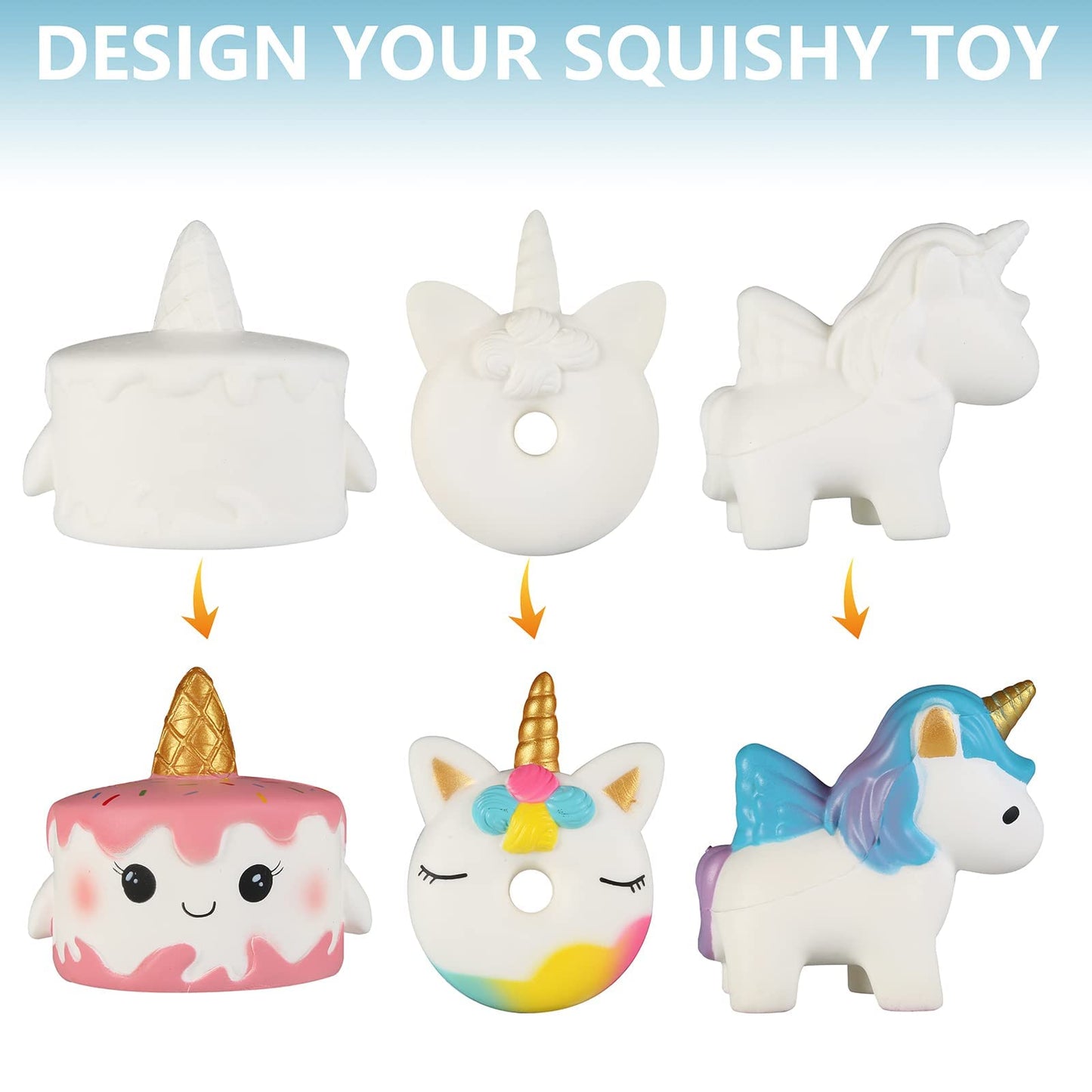 Jim&Gloria Paint Your Own Squishies — Jumbo DIY Squishies Kit (Pack of 3)