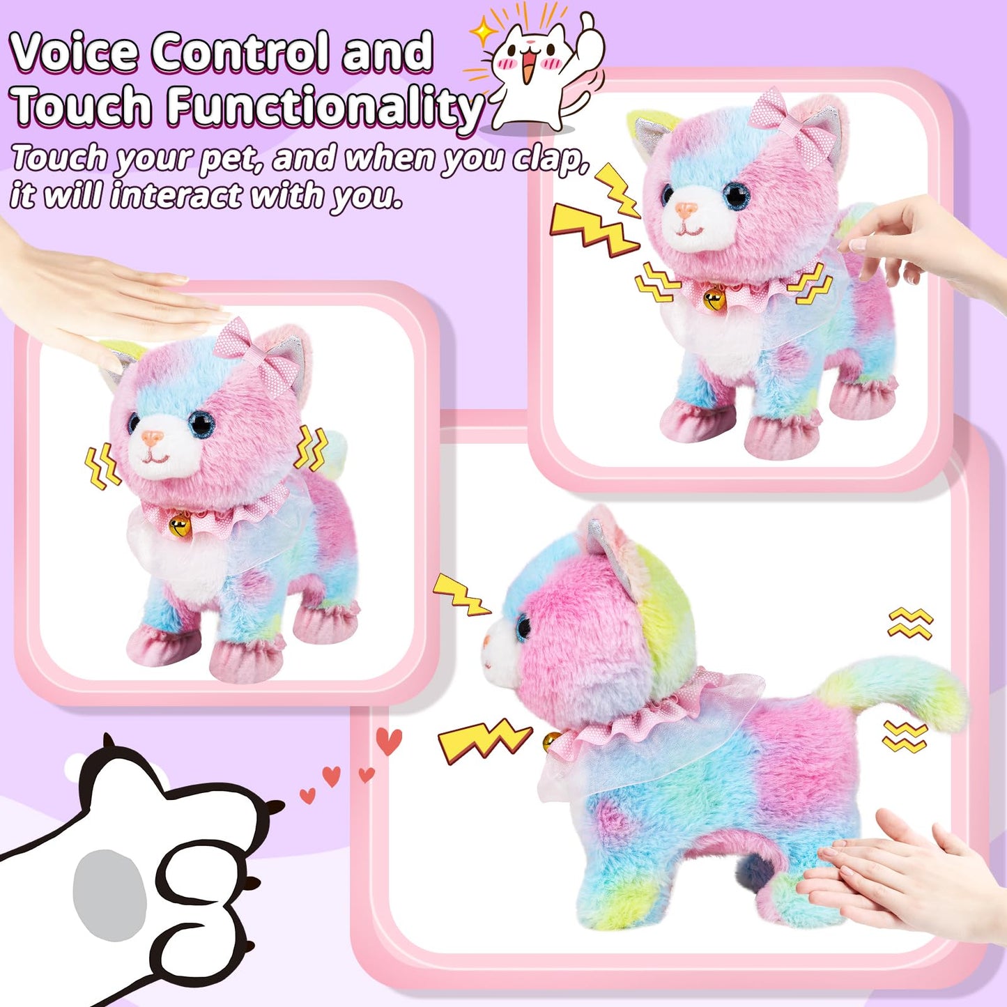 Jimate Interactive Cat Toy — Walking, Barking Plush Kitten with Remote Control