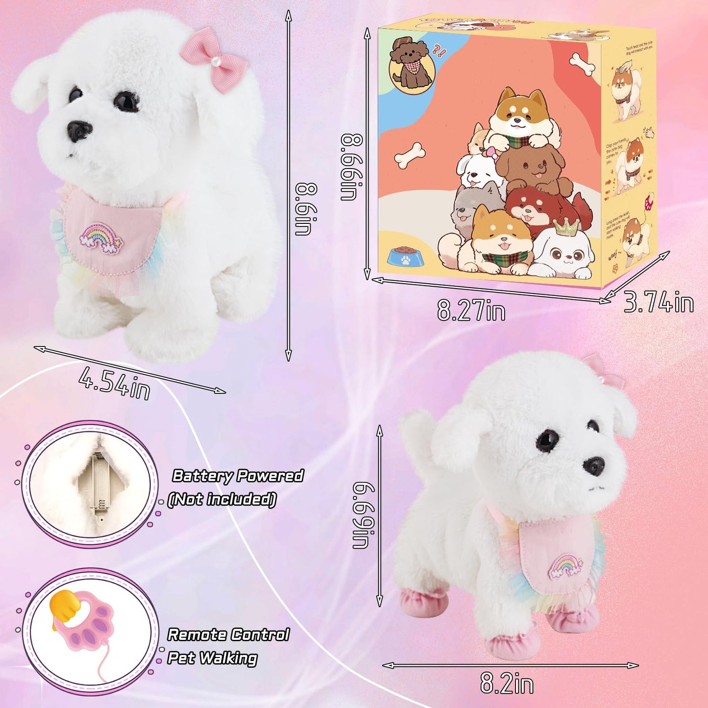 Jimate Walking Puppy Toy — Interactive Remote-Control Barking Puppy for Kids Aged 3-7