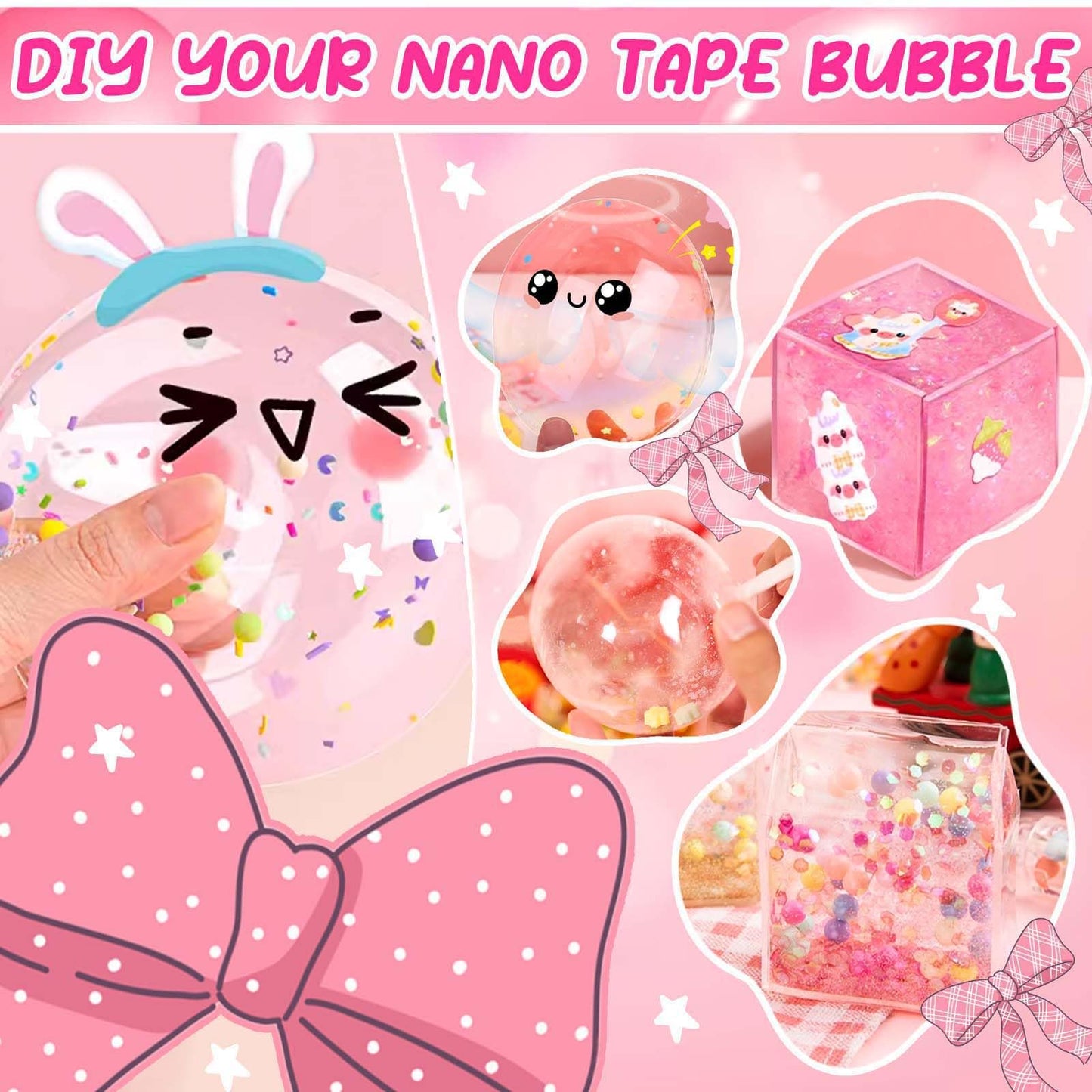 Jimcii Nano Tape Bubble Kit for Kids – DIY Bubbles & Glitter Tapes