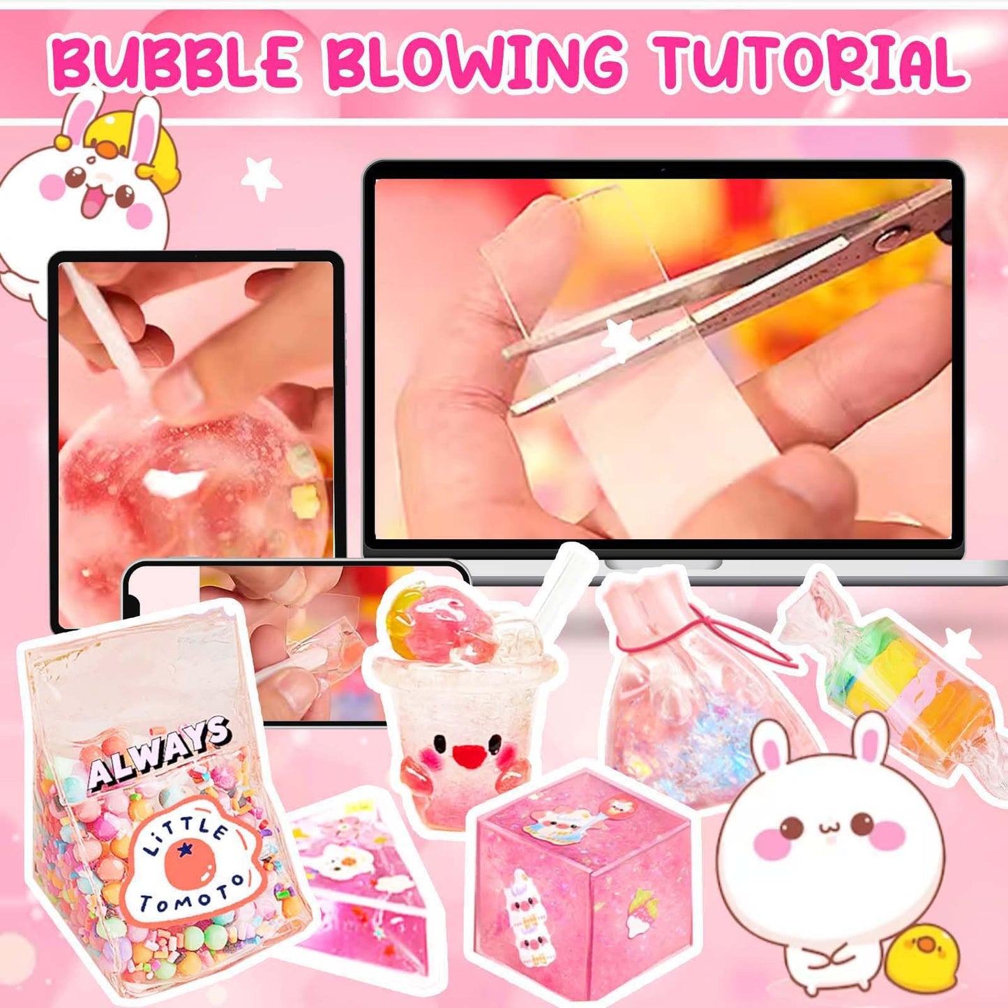 Jimcii Nano Tape Bubble Kit for Kids – DIY Bubbles & Glitter Tapes