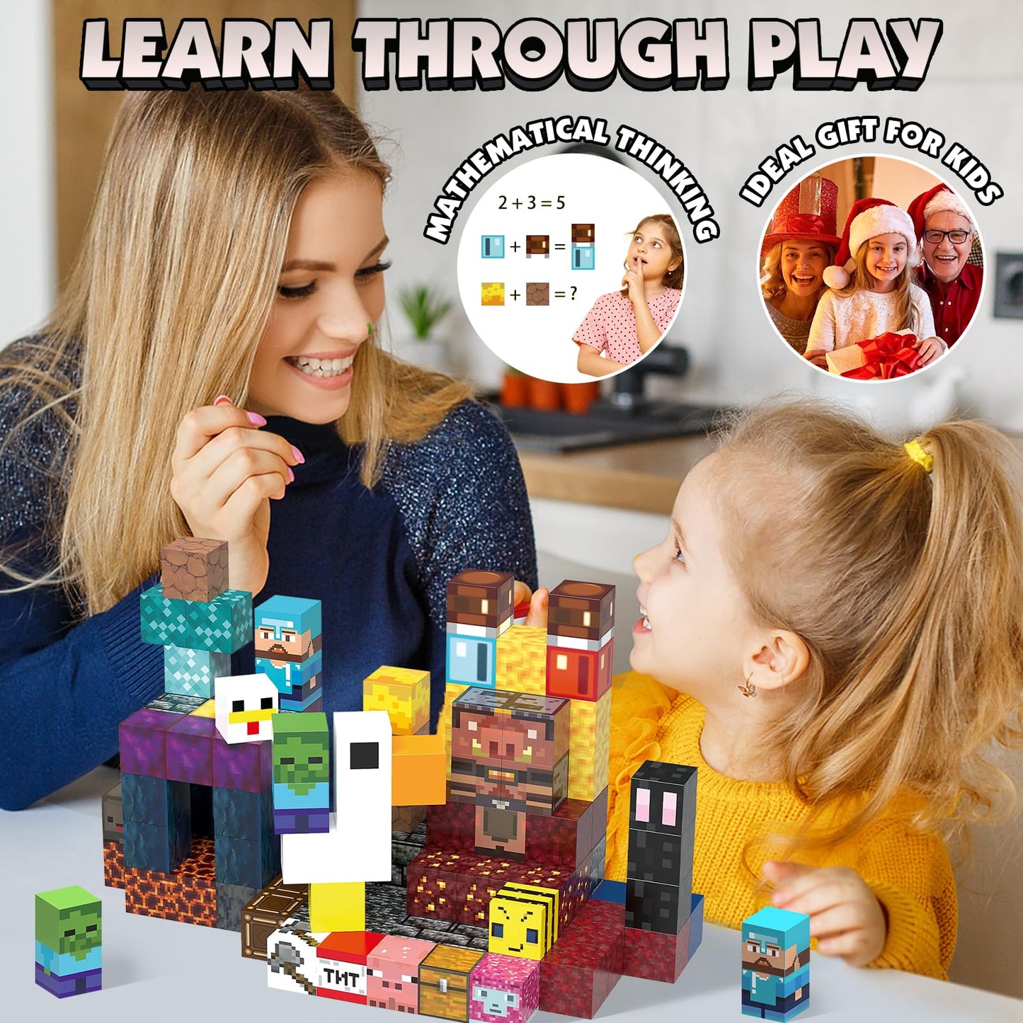 JIMI 120PCS Magnetic Blocks – Montessori Sensory Building Toys for Kids 3+