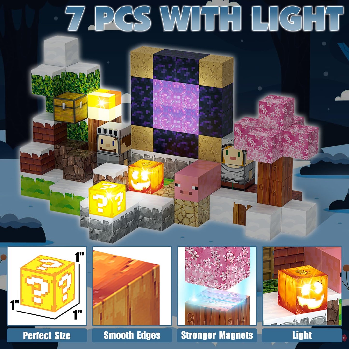 JIMI Magnetic Blocks – STEM Building Toys with Light Blocks for Kids 3-12