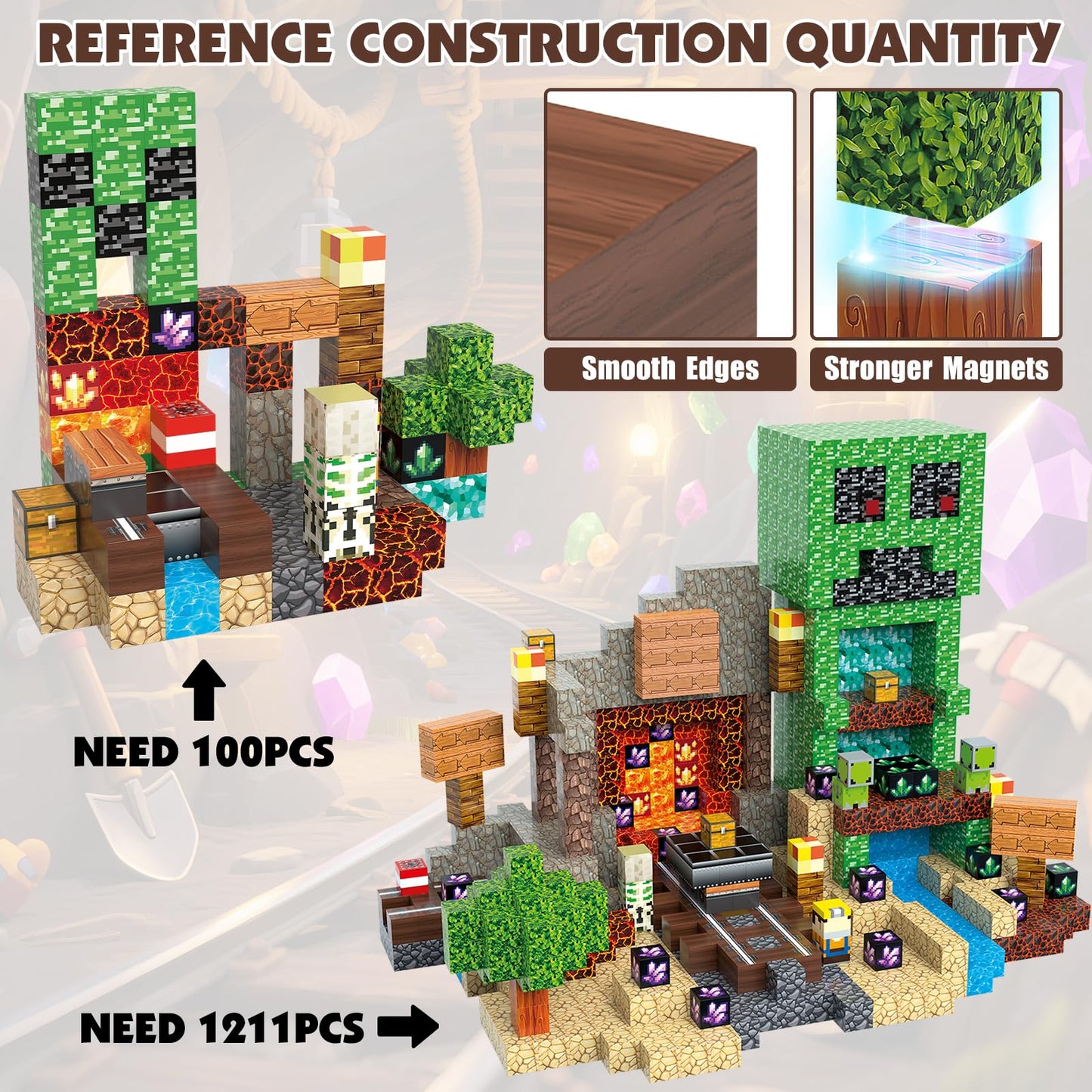 JIMI Magnetic Building Blocks Set - STEM Construction Toys for Kids Aged 3-8 | Montessori Sensory Blocks