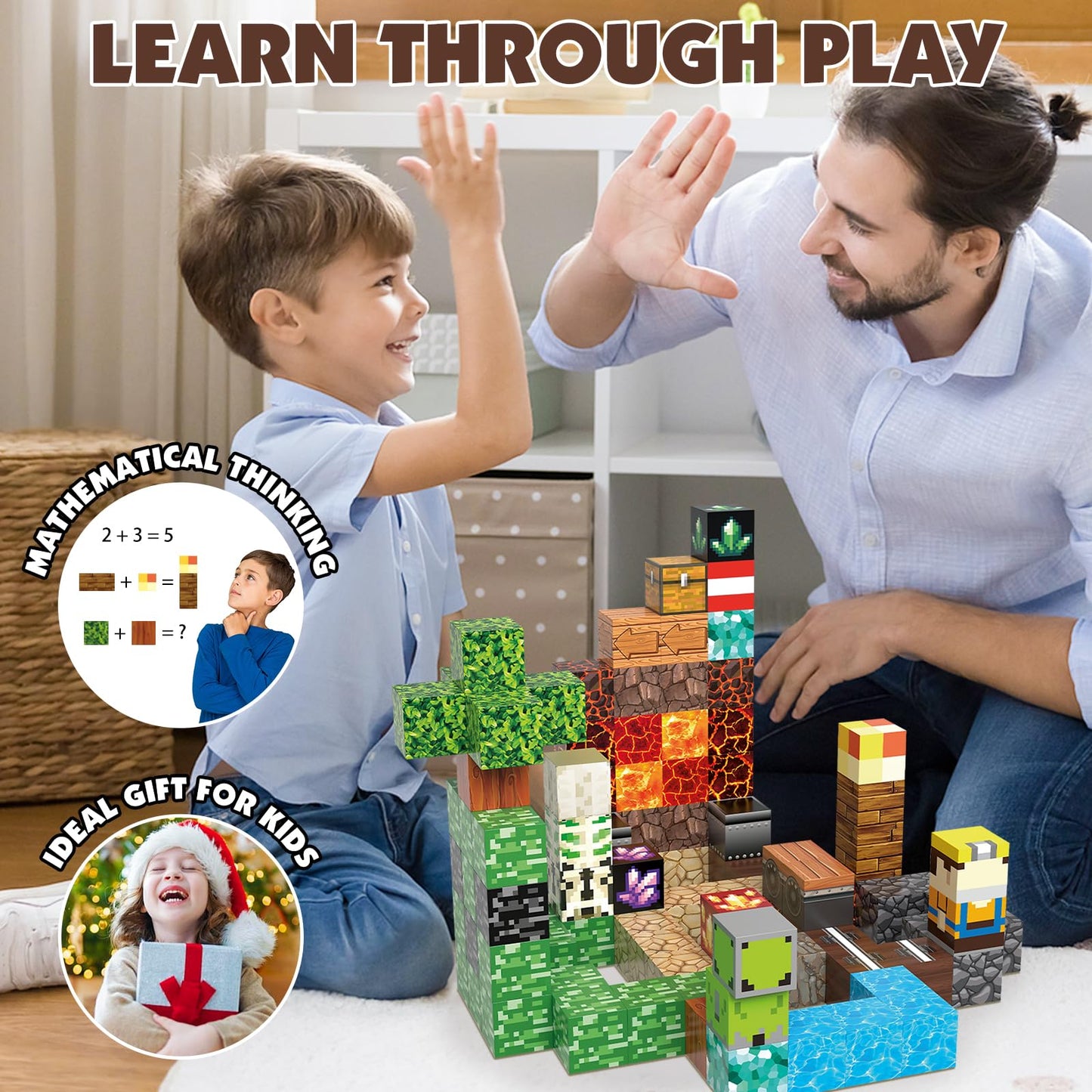 JIMI Magnetic Building Blocks Set - STEM Construction Toys for Kids Aged 3-8 | Montessori Sensory Blocks