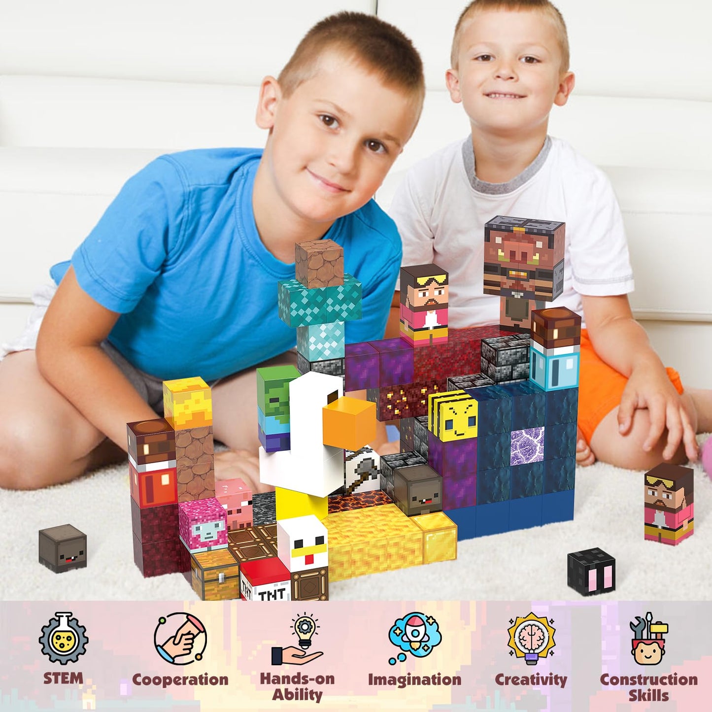 JIMI 120PCS Magnetic Blocks – Montessori Sensory Building Toys for Kids 3+