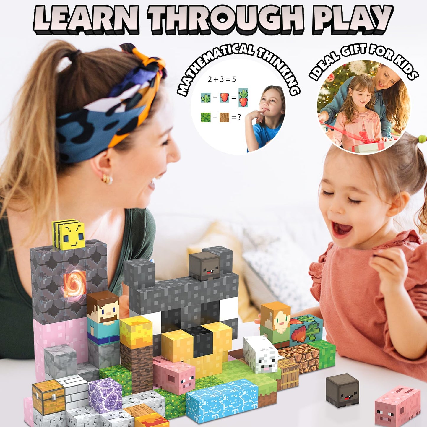 JIMI 120-Piece Magnetic Blocks – Montessori STEM Building Toys for Kids 3+