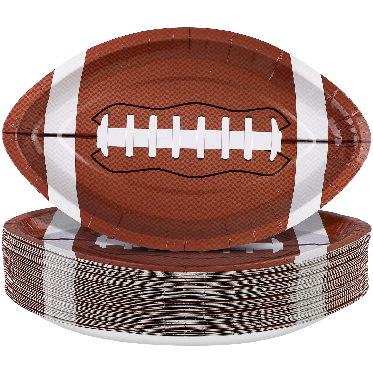 JimysCo ADXCO Football Shaped Paper Plates – 50ct, 9.4 x 5.9 in, Heavy-Duty & Oilproof