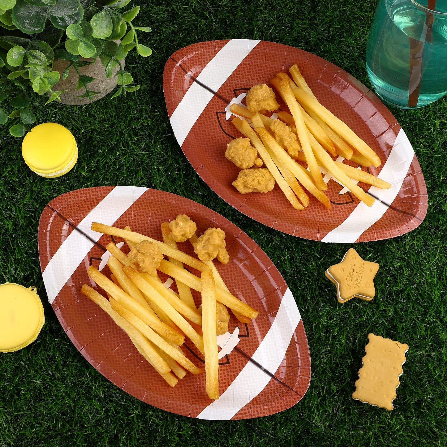 JimysCo ADXCO Football Shaped Paper Plates – 50ct, 9.4 x 5.9 in, Heavy-Duty & Oilproof