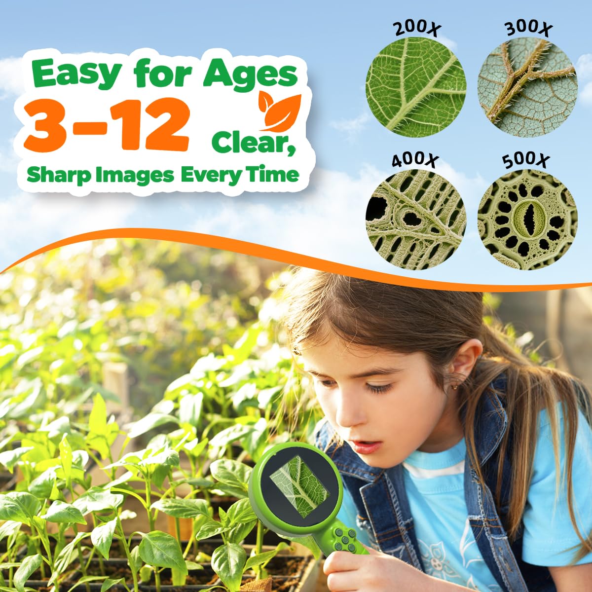 JIMZOO Kids Microscope with Bug Catcher Kit — 1080P Digital Handheld STEM Toy (Ages 3–12)