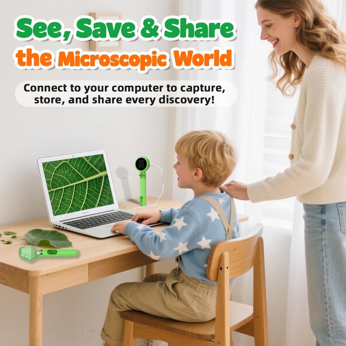 JIMZOO Kids Microscope with Bug Catcher Kit — 1080P Digital Handheld STEM Toy (Ages 3–12)