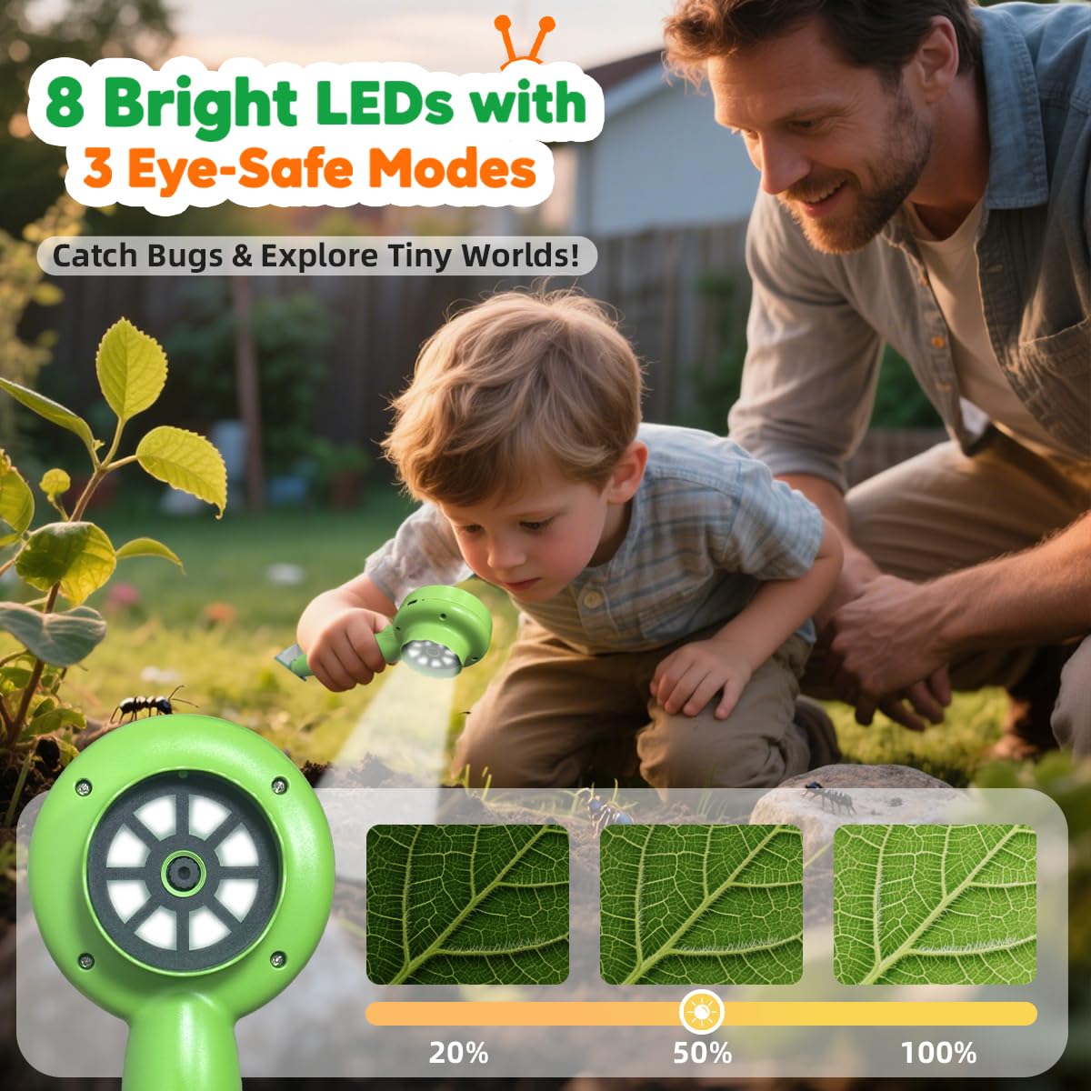 JIMZOO Kids Microscope with Bug Catcher Kit — 1080P Digital Handheld STEM Toy (Ages 3–12)