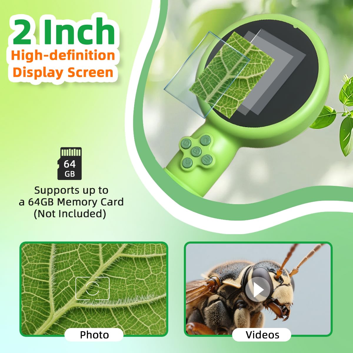 JIMZOO Kids Microscope with Bug Catcher Kit — 1080P Digital Handheld STEM Toy (Ages 3–12)