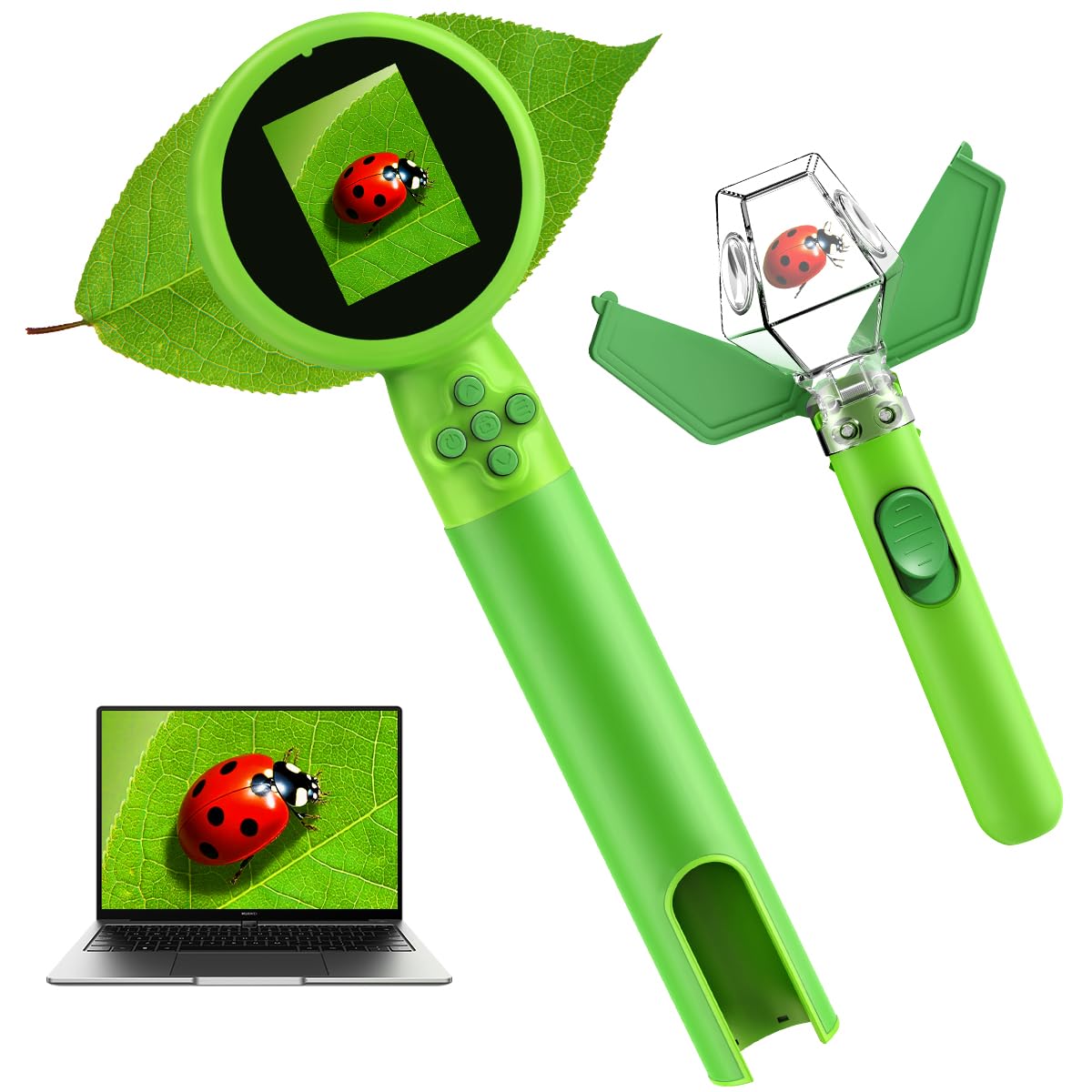 JIMZOO Kids Microscope with Bug Catcher Kit — 1080P Digital Handheld STEM Toy (Ages 3–12)