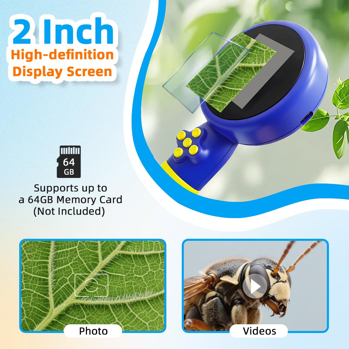 Jimzoo Kids Microscope with Bug Catcher Kit – 1080P HD Mini Handheld Scope, 200x–500x, Rechargeable