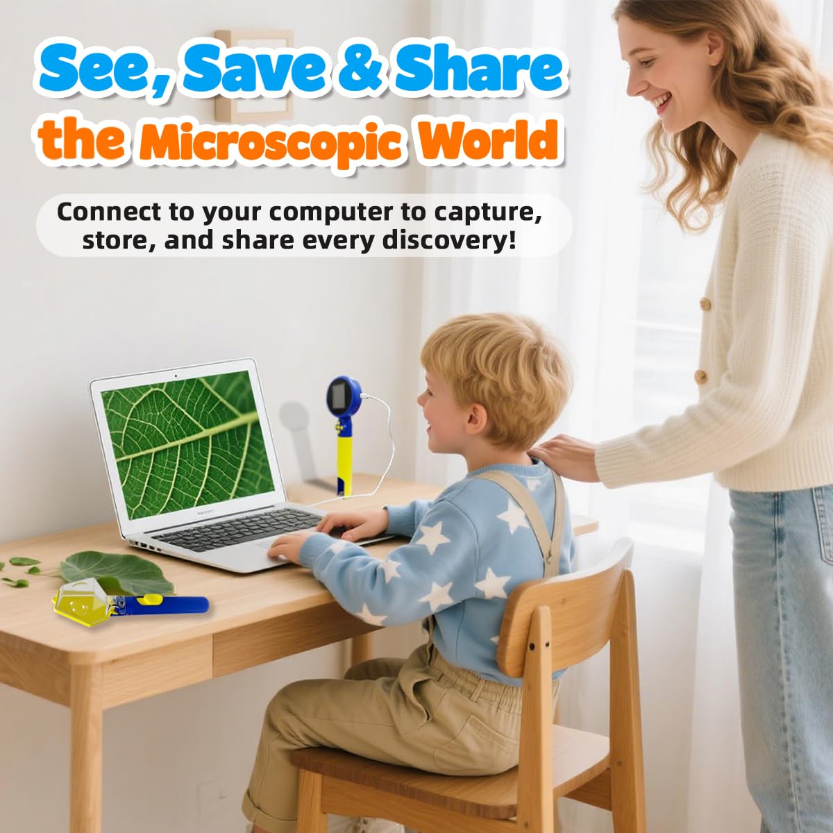 Jimzoo Kids Microscope with Bug Catcher Kit – 1080P HD Mini Handheld Scope, 200x–500x, Rechargeable