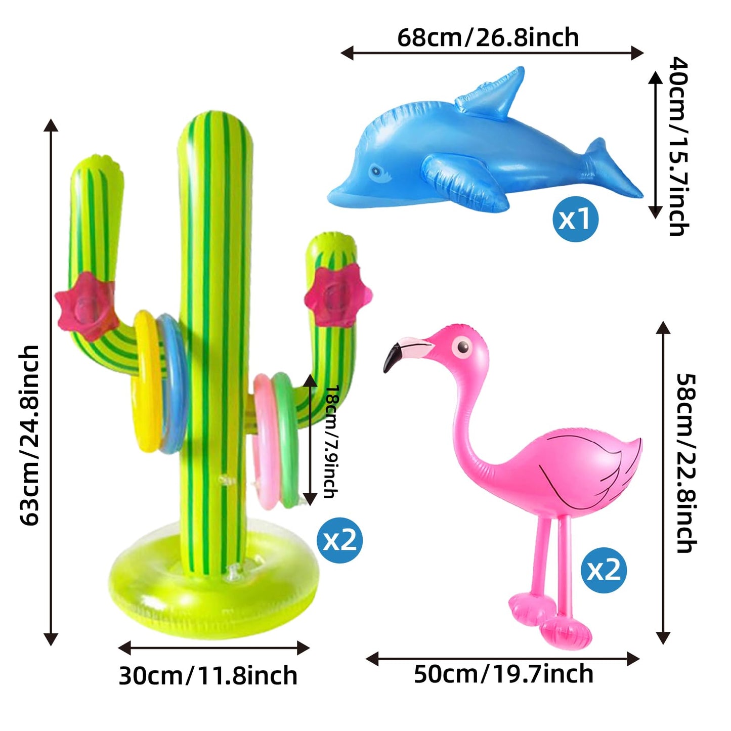 JipeXter Inflatable Tropical Party Set — Palm Tree, Flamingo, Banana & More