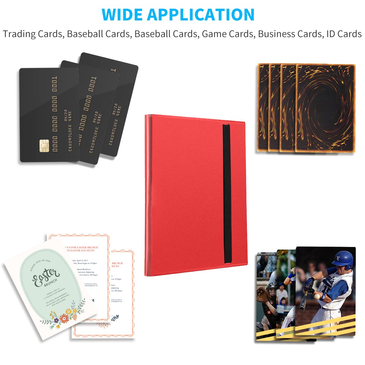 JIQEZNL Upgraded 9-Pockets Trading Card Binder – 360 Pocket Album for Yugioh, MTG, TCG (Red)