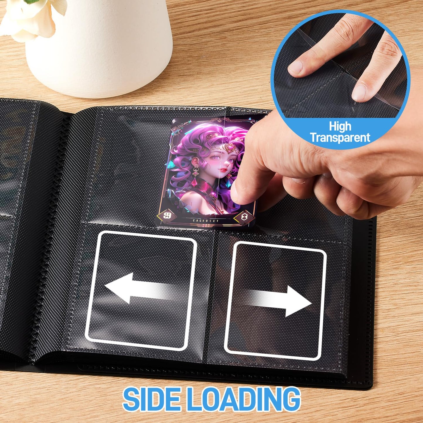 JIQEZNL Card Binder - Upgraded 4-Pocket 160-Card Organizer, Black