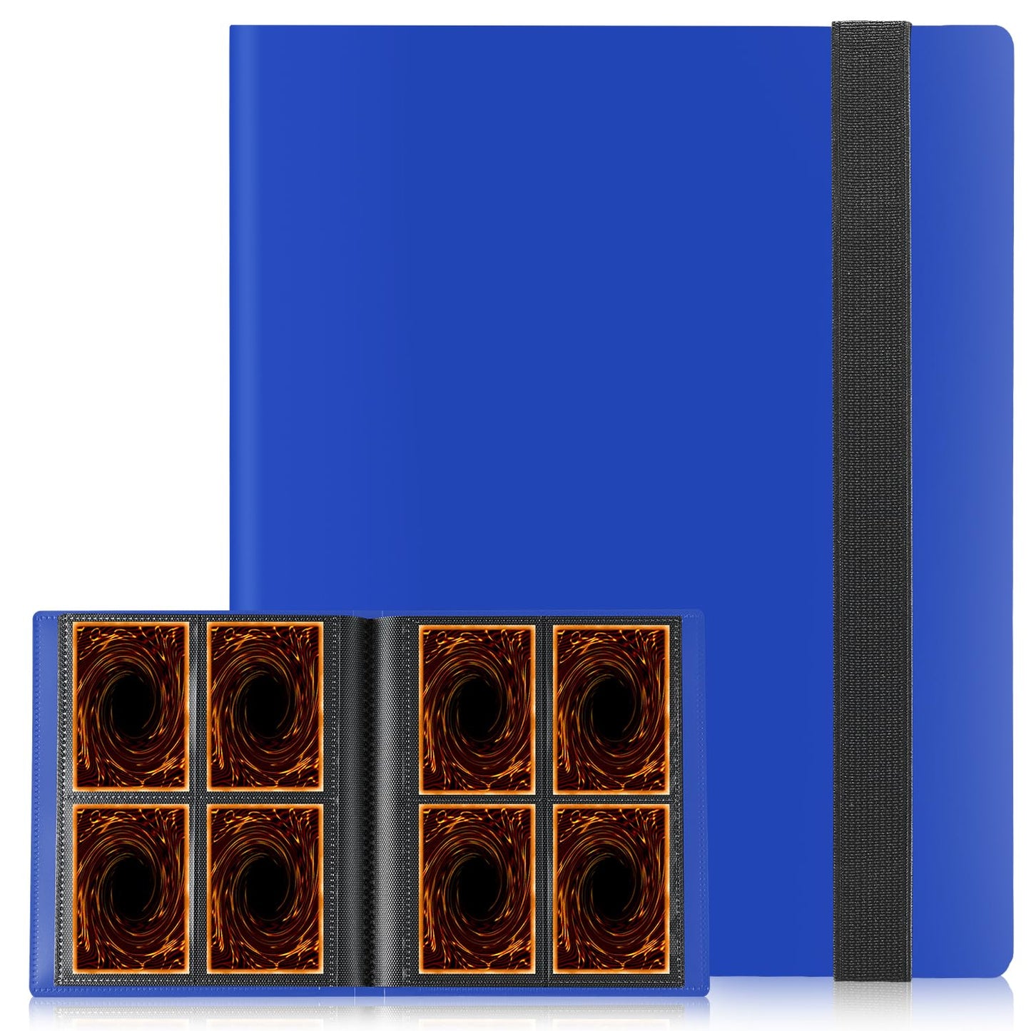 JIQEZNL Card Binder - Upgraded 4-Pocket 160 Card Portfolio, Dark Blue