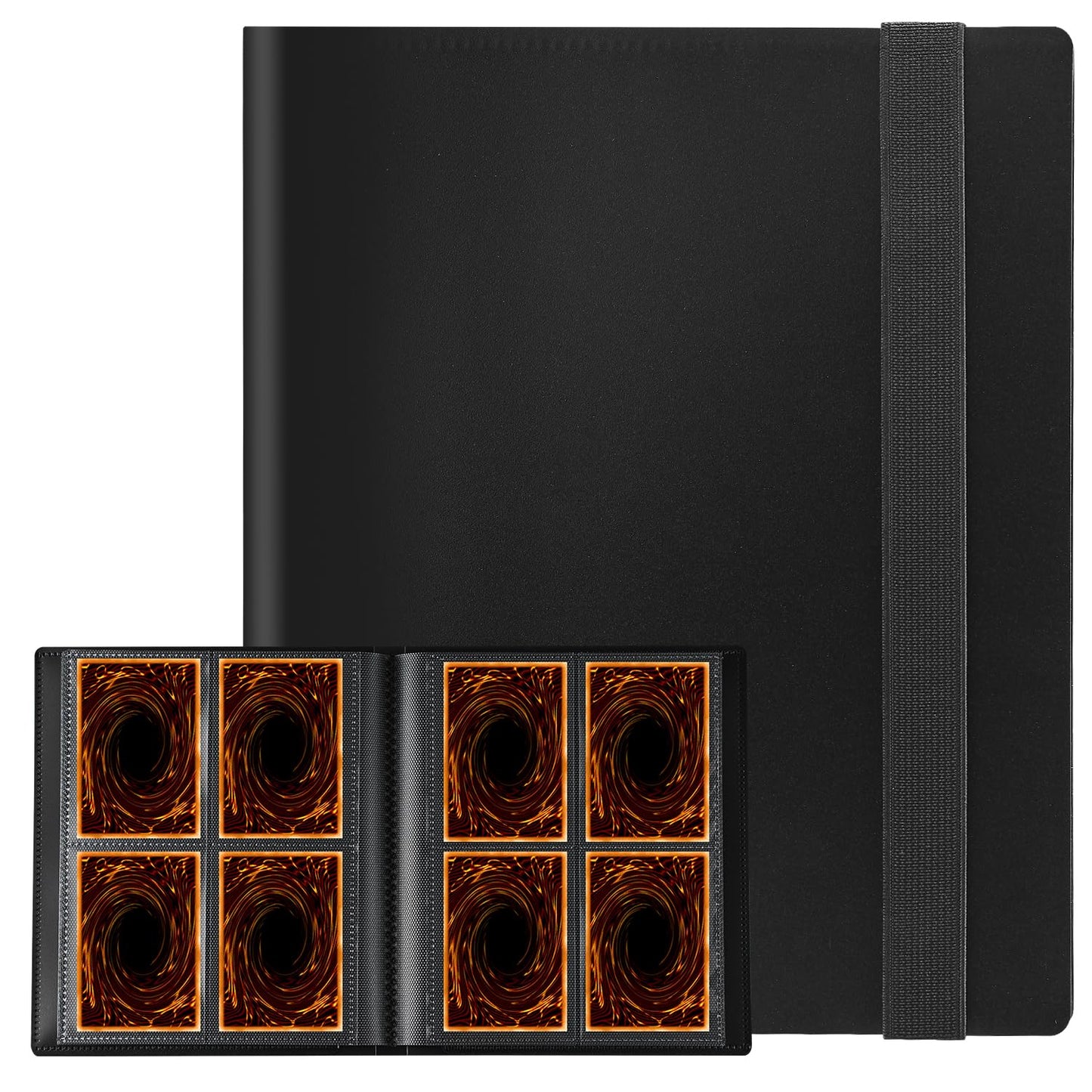 JIQEZNL Card Binder - Upgraded 4-Pocket 160-Card Organizer, Black