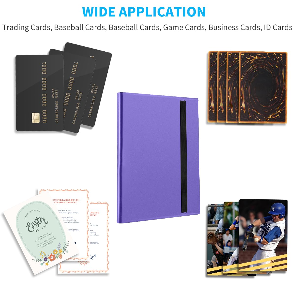 JIQEZNL Card Binder - Upgraded 360-Card 9-Pocket Purple Binder for Yugioh, MTG, TCG & Sports Cards