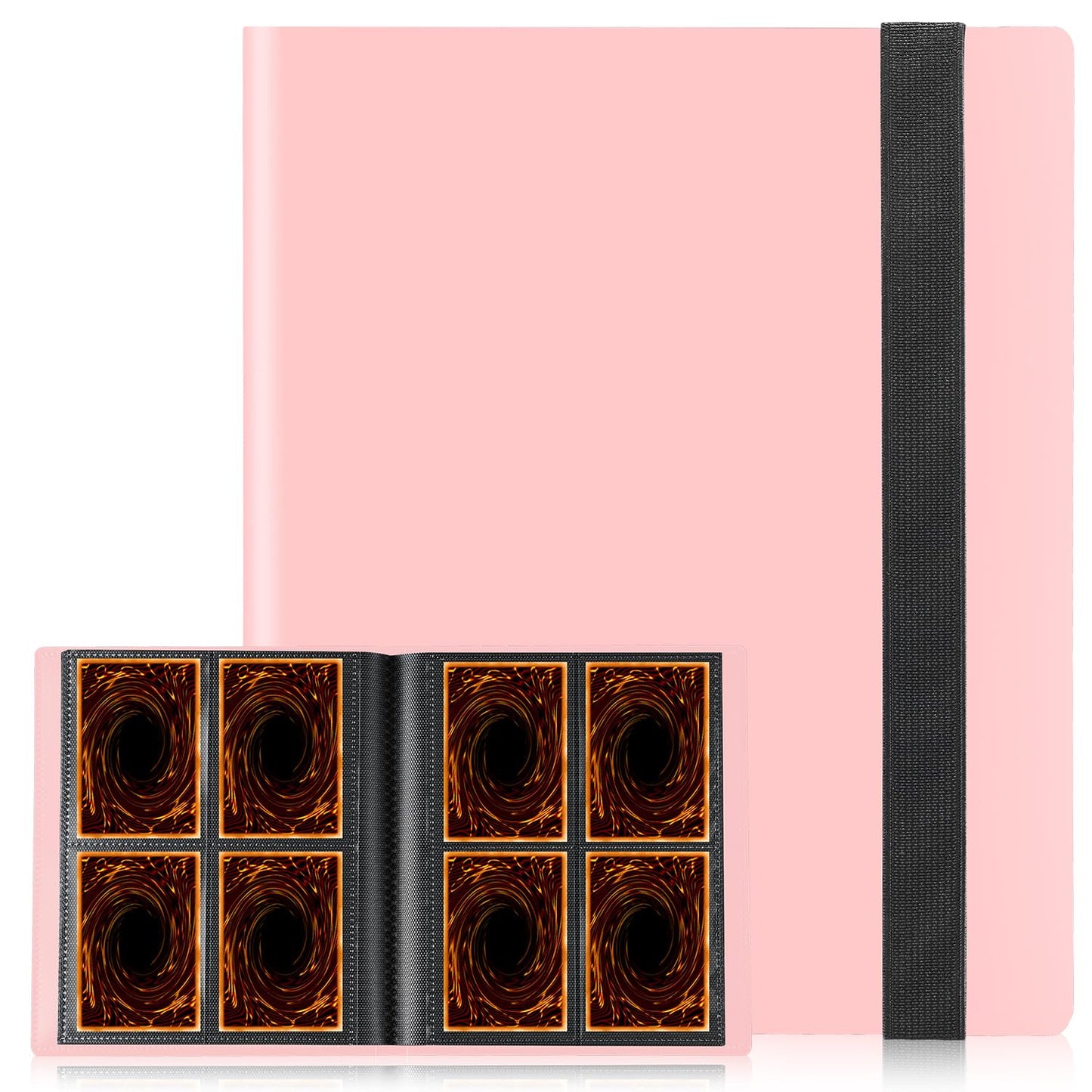 JIQEZNL Card Binder | Upgraded 4-Pocket Mini Album, 160 Pockets, Pink