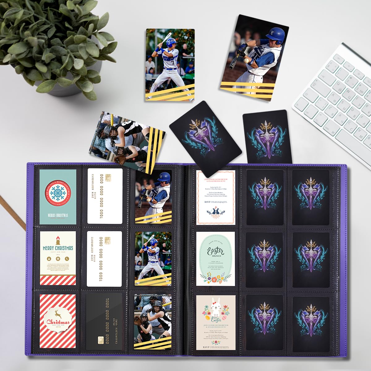 JIQEZNL Card Binder - Upgraded 360-Card 9-Pocket Purple Binder for Yugioh, MTG, TCG & Sports Cards