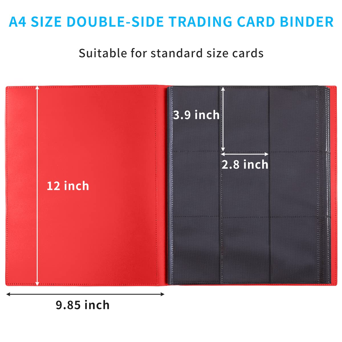 JIQEZNL Upgraded 9-Pockets Trading Card Binder – 360 Pocket Album for Yugioh, MTG, TCG (Red)