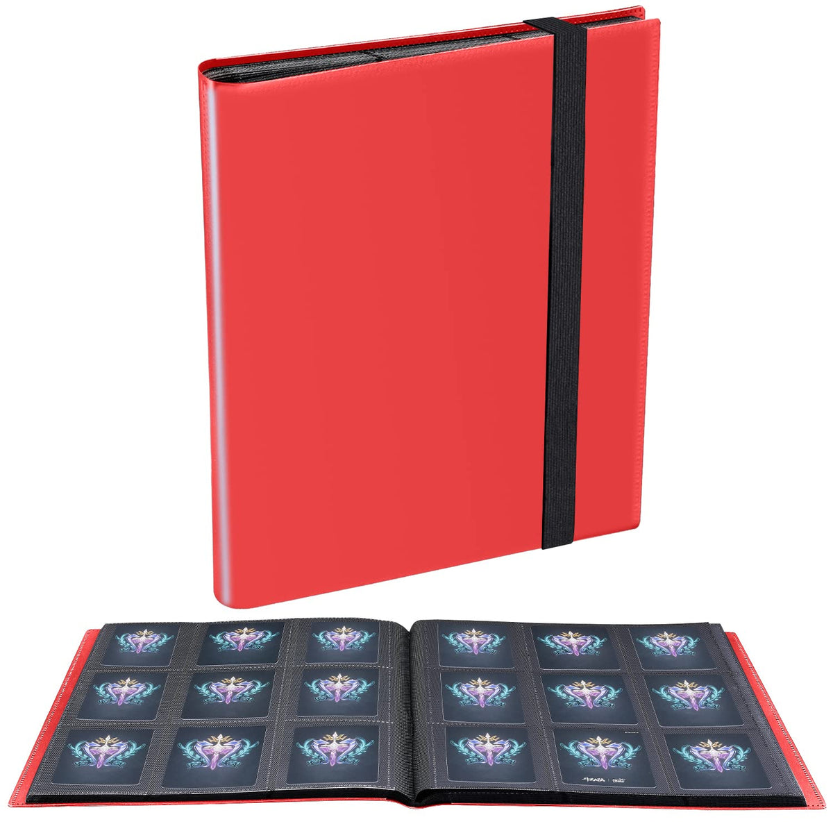JIQEZNL Upgraded 9-Pockets Trading Card Binder – 360 Pocket Album for Yugioh, MTG, TCG (Red)