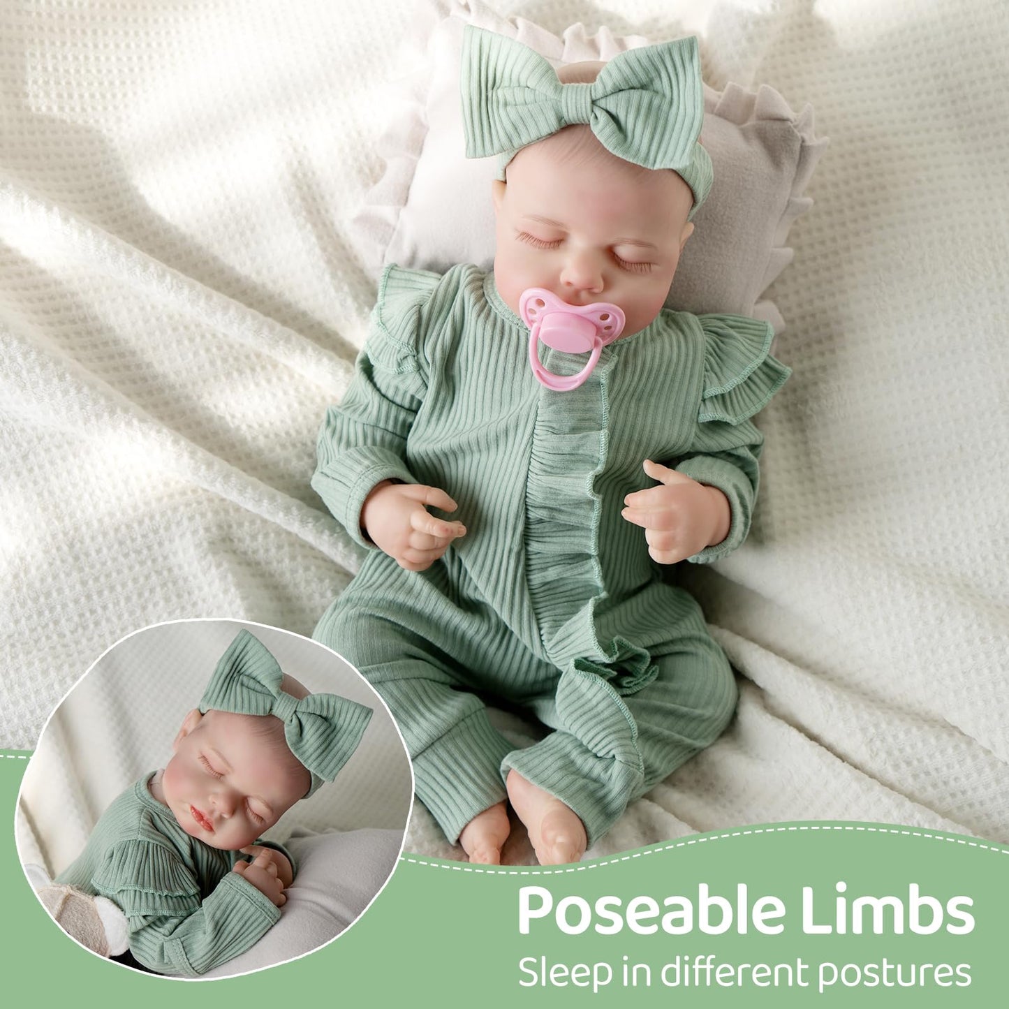 Jirachi Lifelike Reborn Baby Doll – 18-Inch Realistic Sleeping Newborn Girl with Accessories
