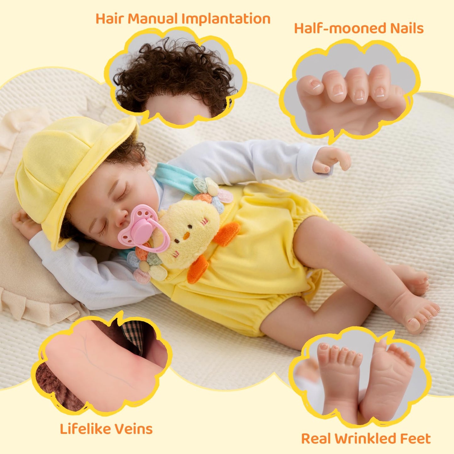 Jirachi Lifelike Reborn Baby Doll, 18-Inch Cloth Body Girl with Accessories – Ages 3+