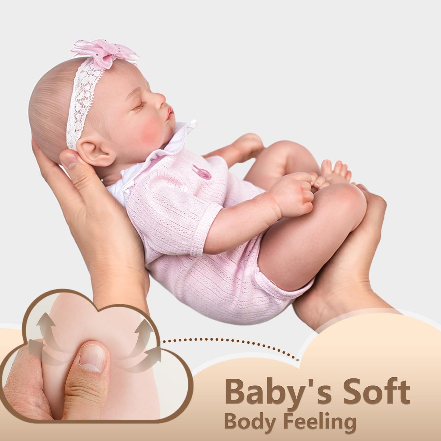 Jirachi Lifelike 18-Inch Reborn Baby Doll – Soft Cloth Body, Sleeping Real Life Baby Girl