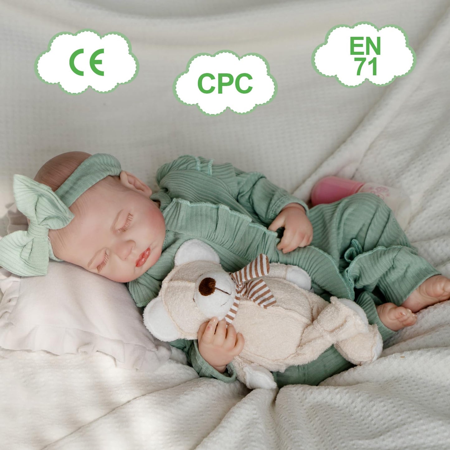 Jirachi Lifelike Reborn Baby Doll – 18-Inch Realistic Sleeping Newborn Girl with Accessories