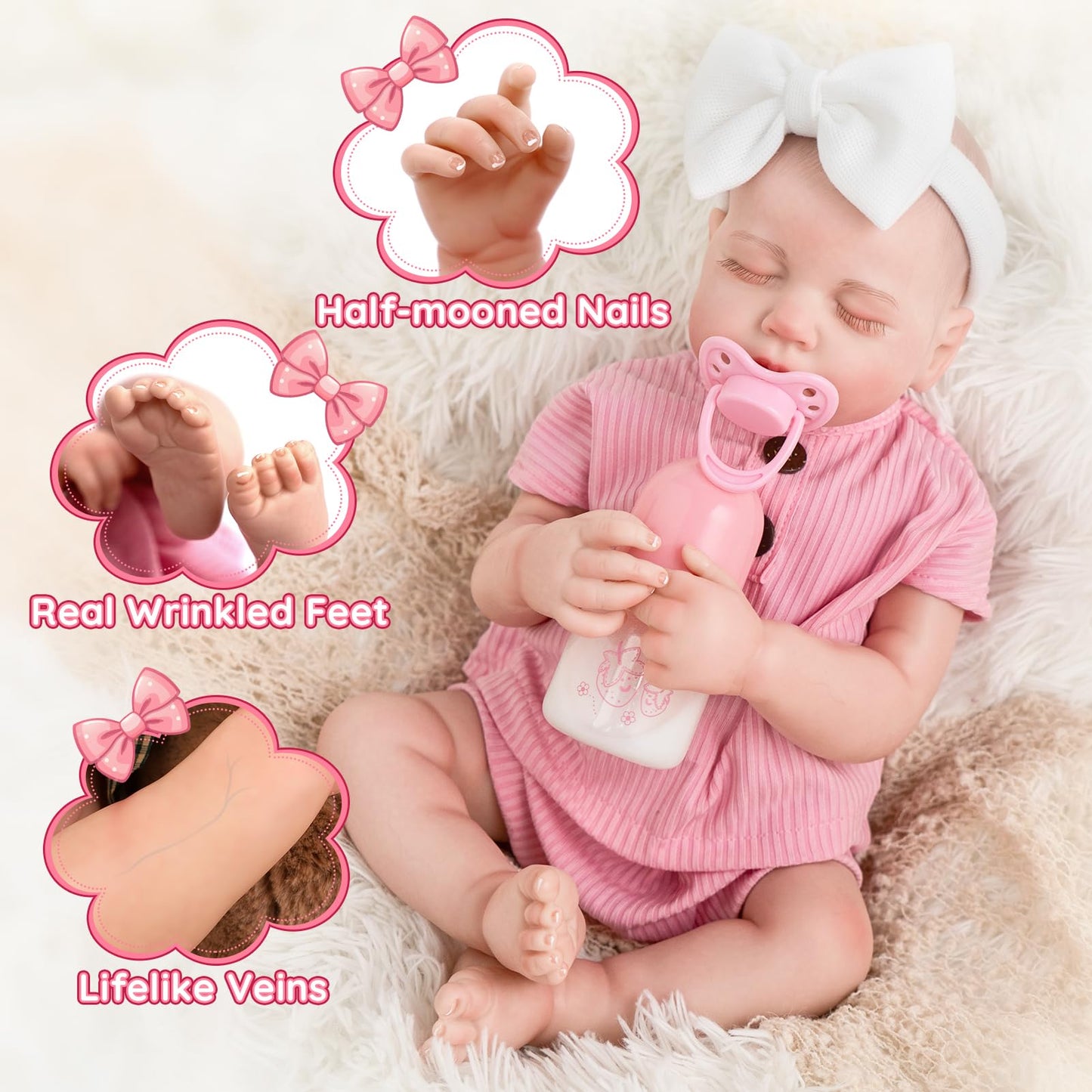 Jirachi Realistic Reborn Baby Doll - 18 Inch Full Body Vinyl Sleeping Girl