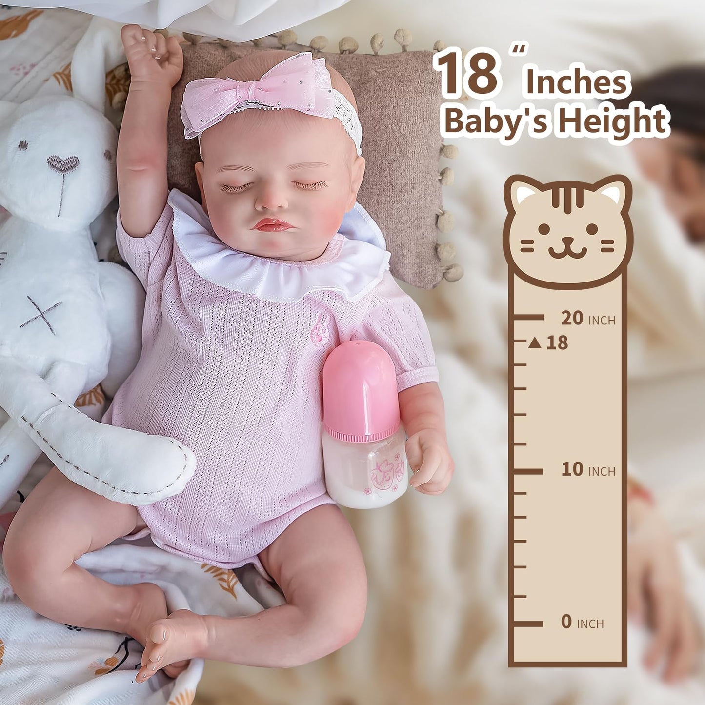 Jirachi Lifelike 18-Inch Reborn Baby Doll – Soft Cloth Body, Sleeping Real Life Baby Girl