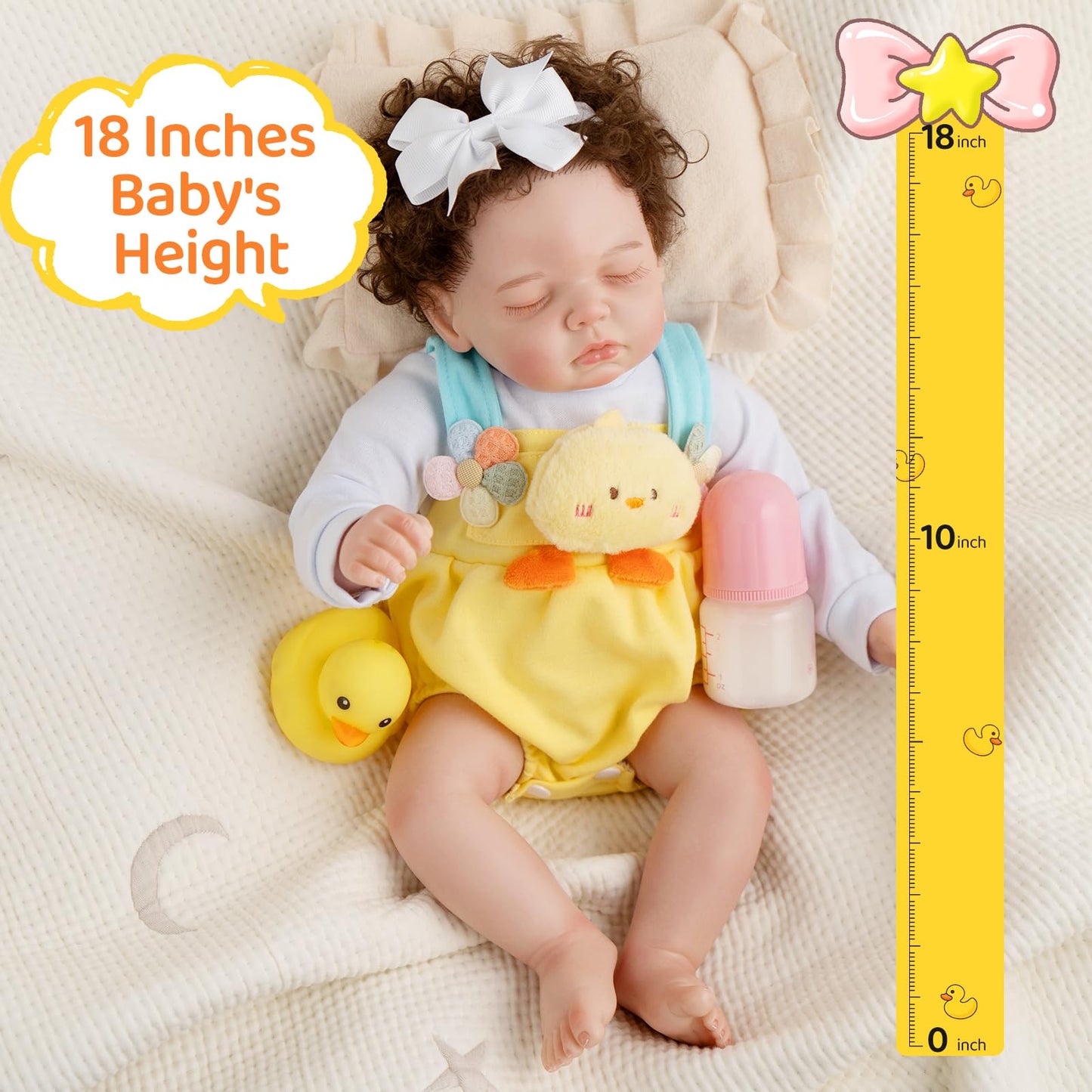 Jirachi Lifelike Reborn Baby Doll, 18-Inch Cloth Body Girl with Accessories – Ages 3+