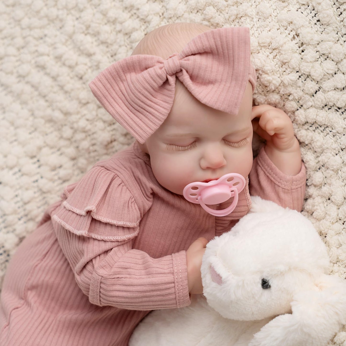 Jirachi Realistic 18-Inch Reborn Baby Doll – Sleeping Girl with Pink Outfit Set