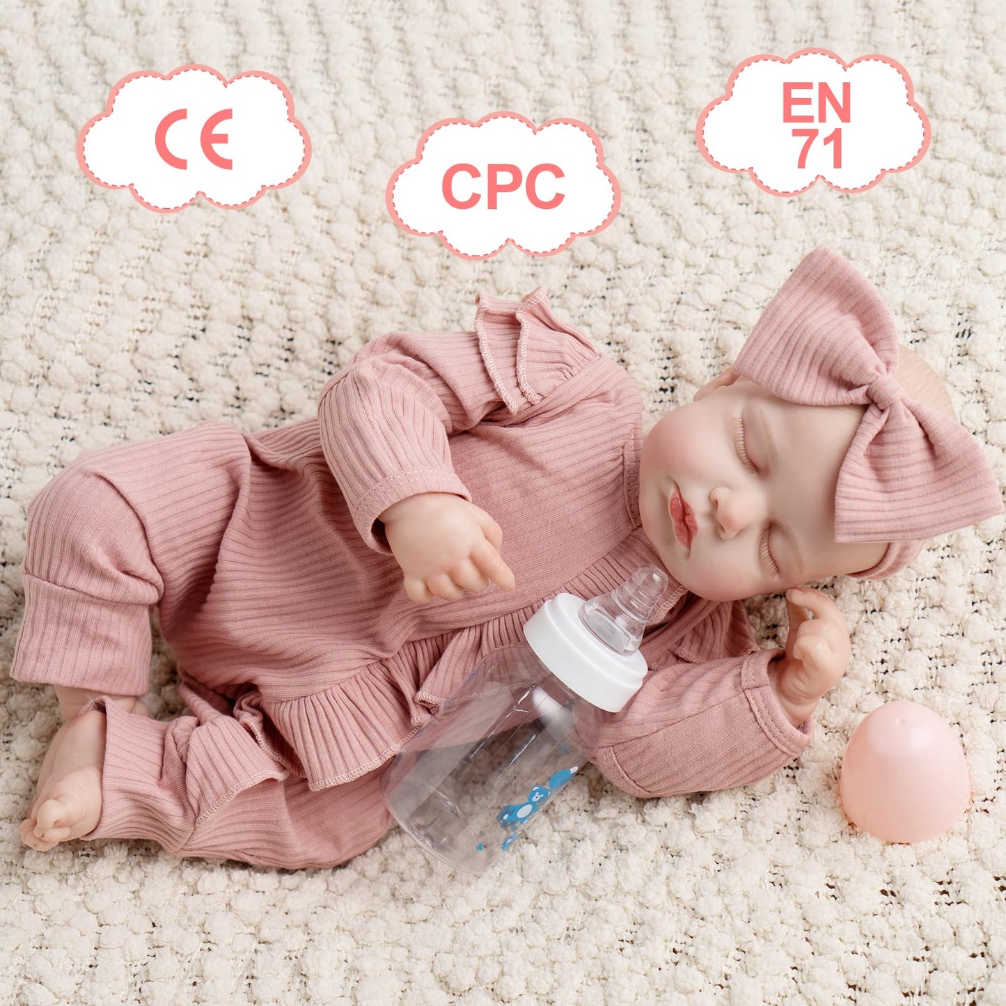 Jirachi Realistic 18-Inch Reborn Baby Doll – Sleeping Girl with Pink Outfit Set