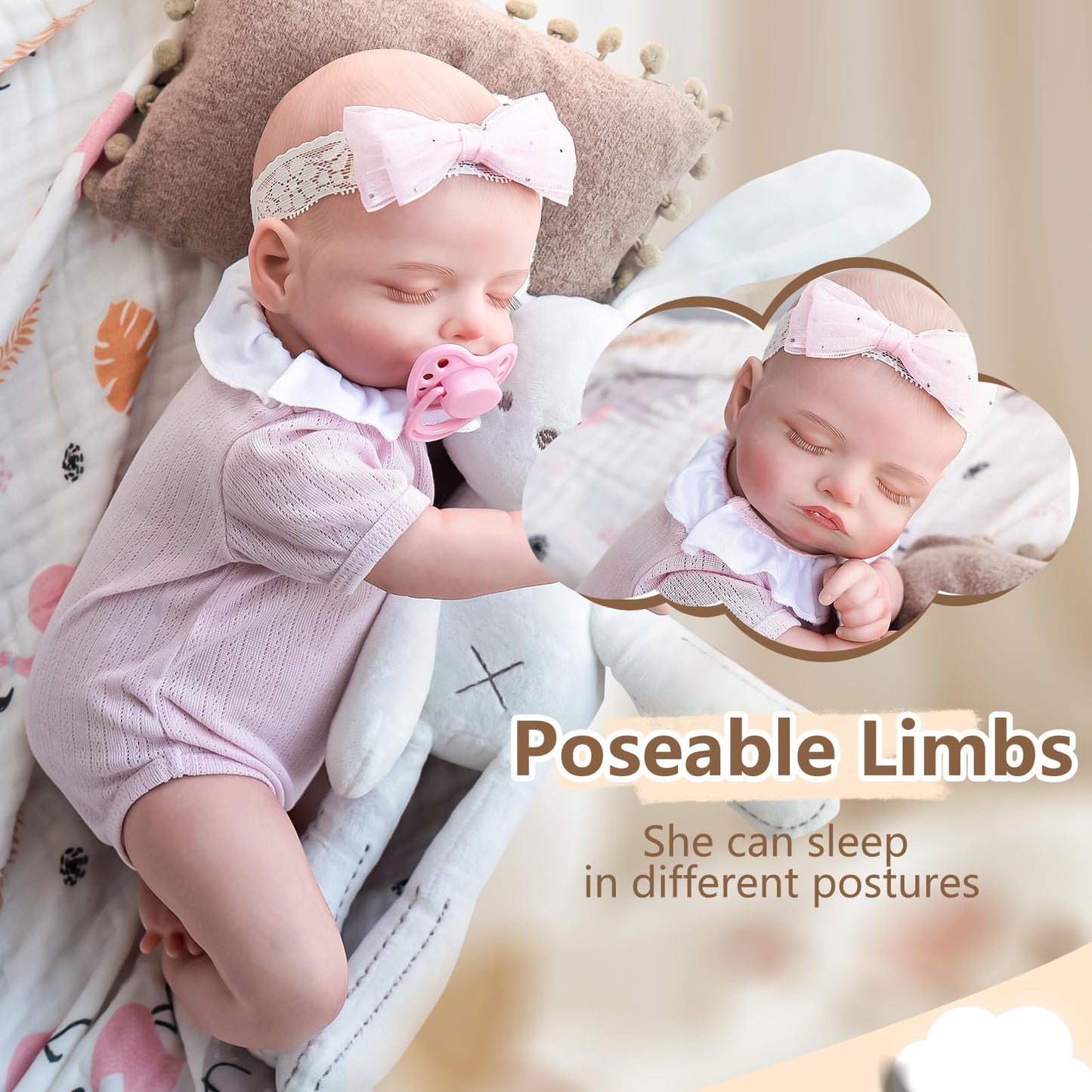Jirachi Lifelike 18-Inch Reborn Baby Doll – Soft Cloth Body, Sleeping Real Life Baby Girl