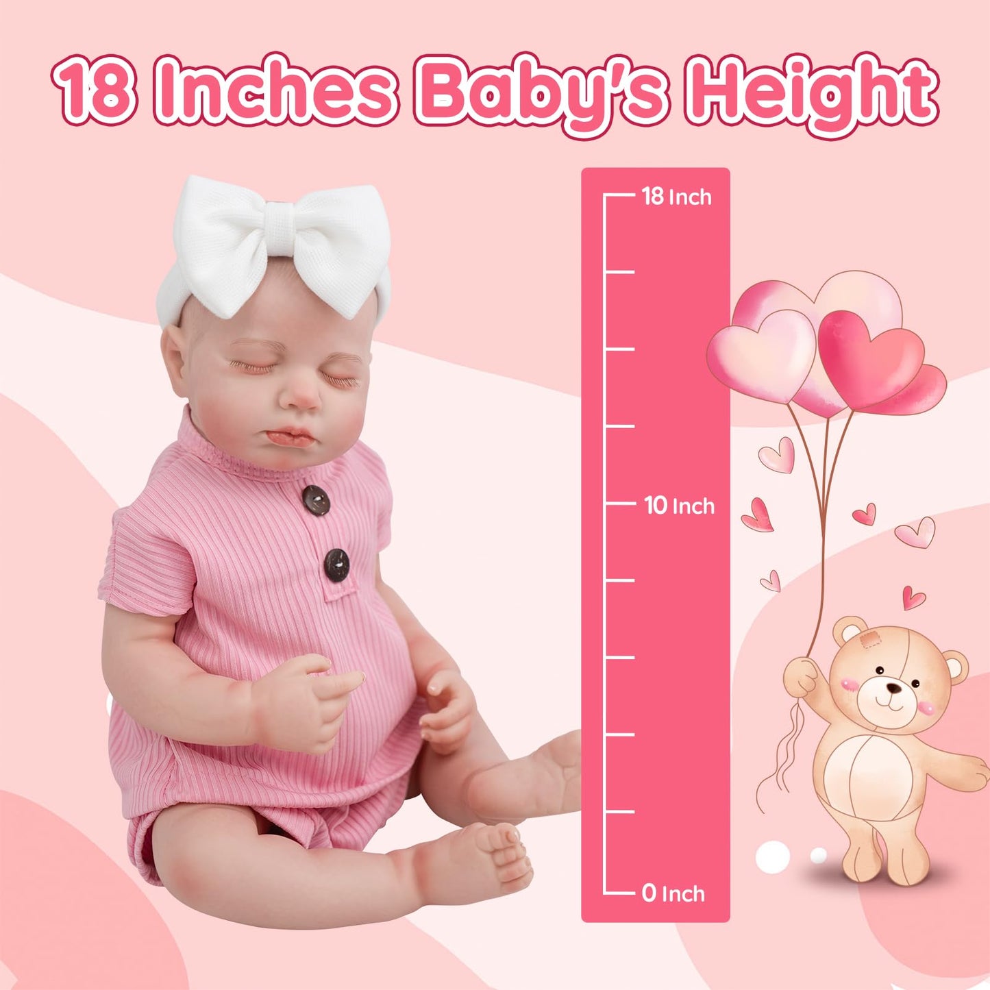 Jirachi Realistic Reborn Baby Doll - 18 Inch Full Body Vinyl Sleeping Girl