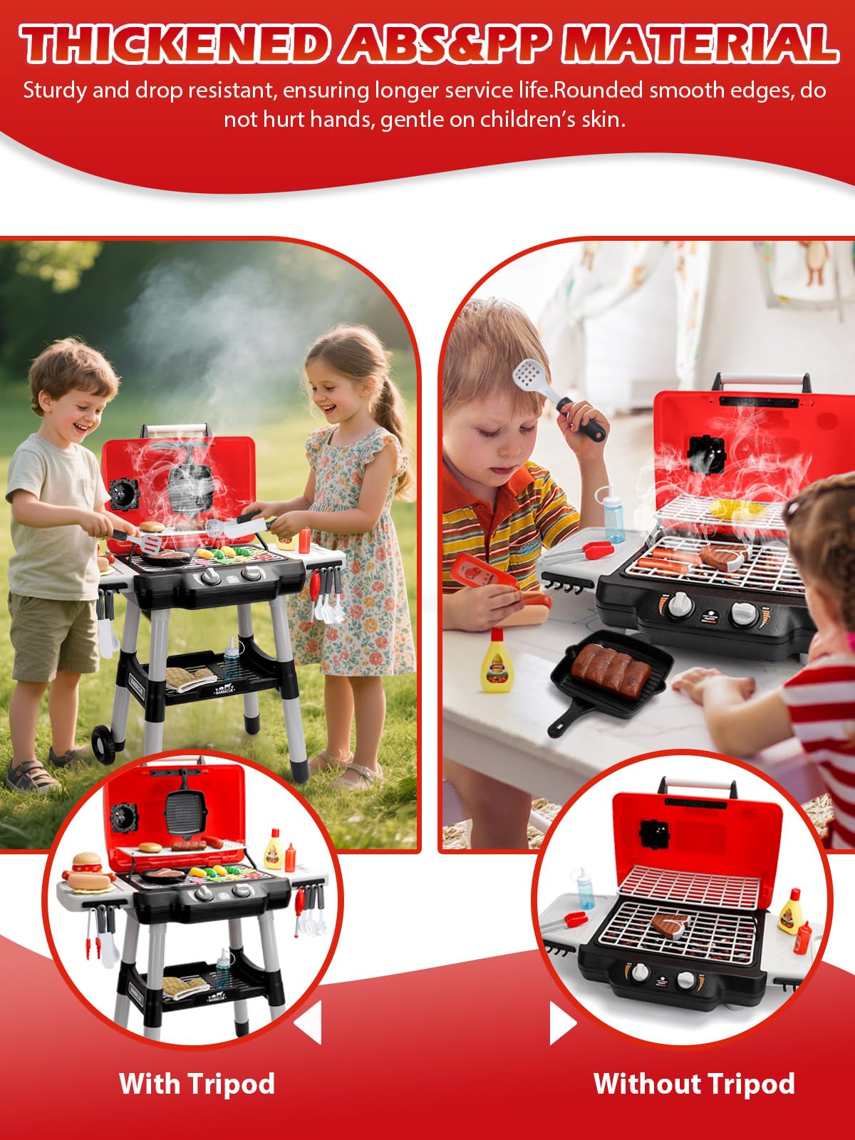 Jisejima Kids Kitchen Barbecue Grill Playset – Interactive Pretend Cooking Toy