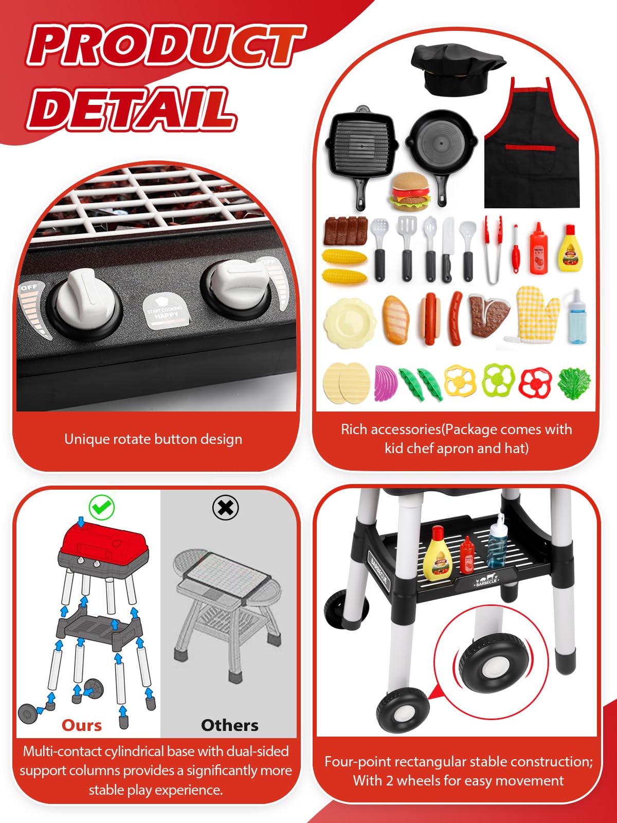Jisejima Kids Kitchen Barbecue Grill Playset – Interactive Pretend Cooking Toy
