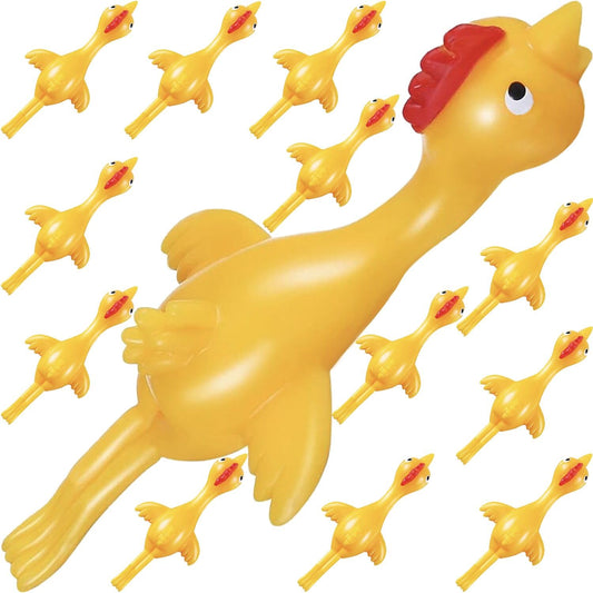Jishi Easter Chicken Slingshot 12-Pack – Funny Flying Rubber Chickens for Kids, Party Favors & Easter Basket Stuffers