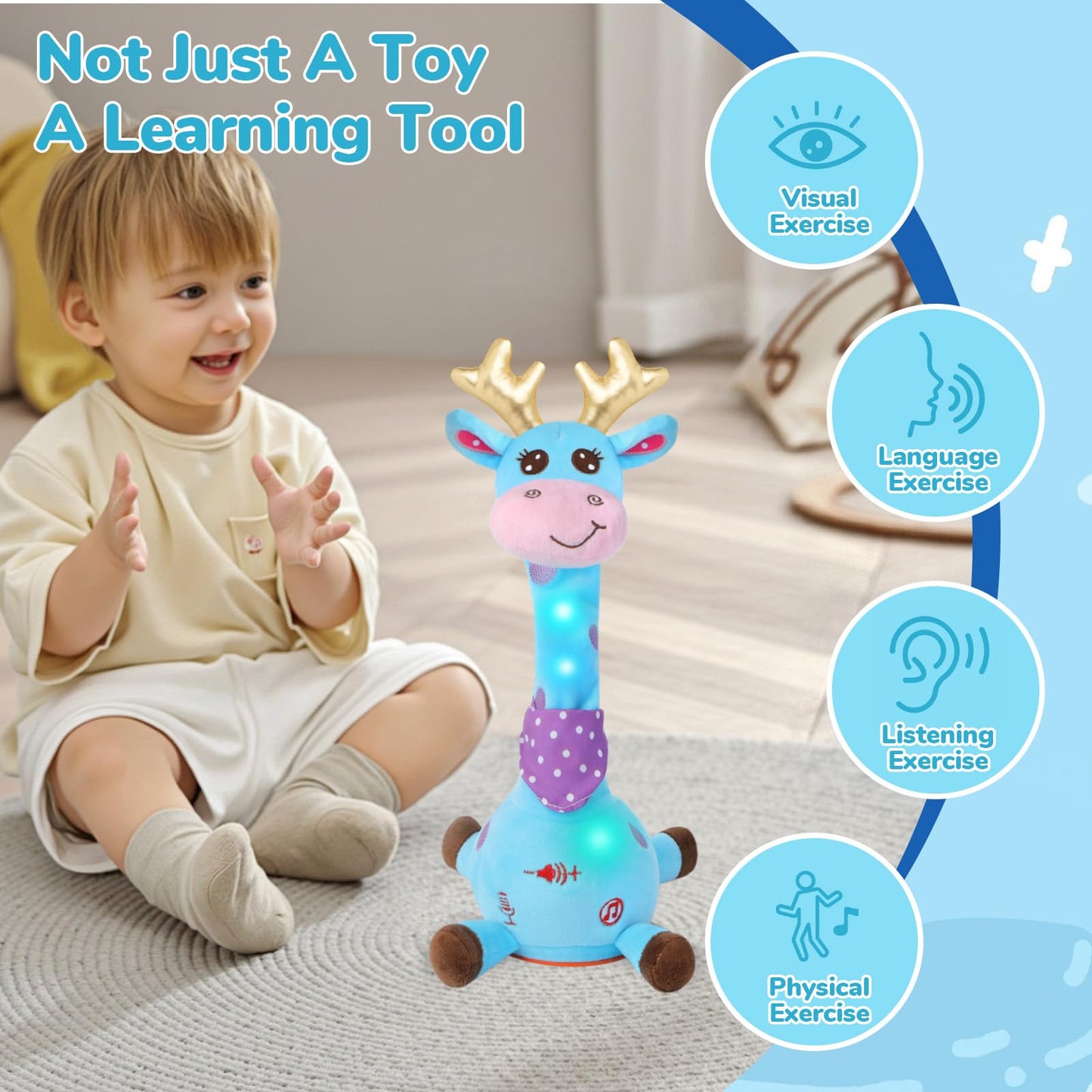 JISON21 Dancing Talking Giraffe Toy — Recording, Dancing & Singing Plush for Babies