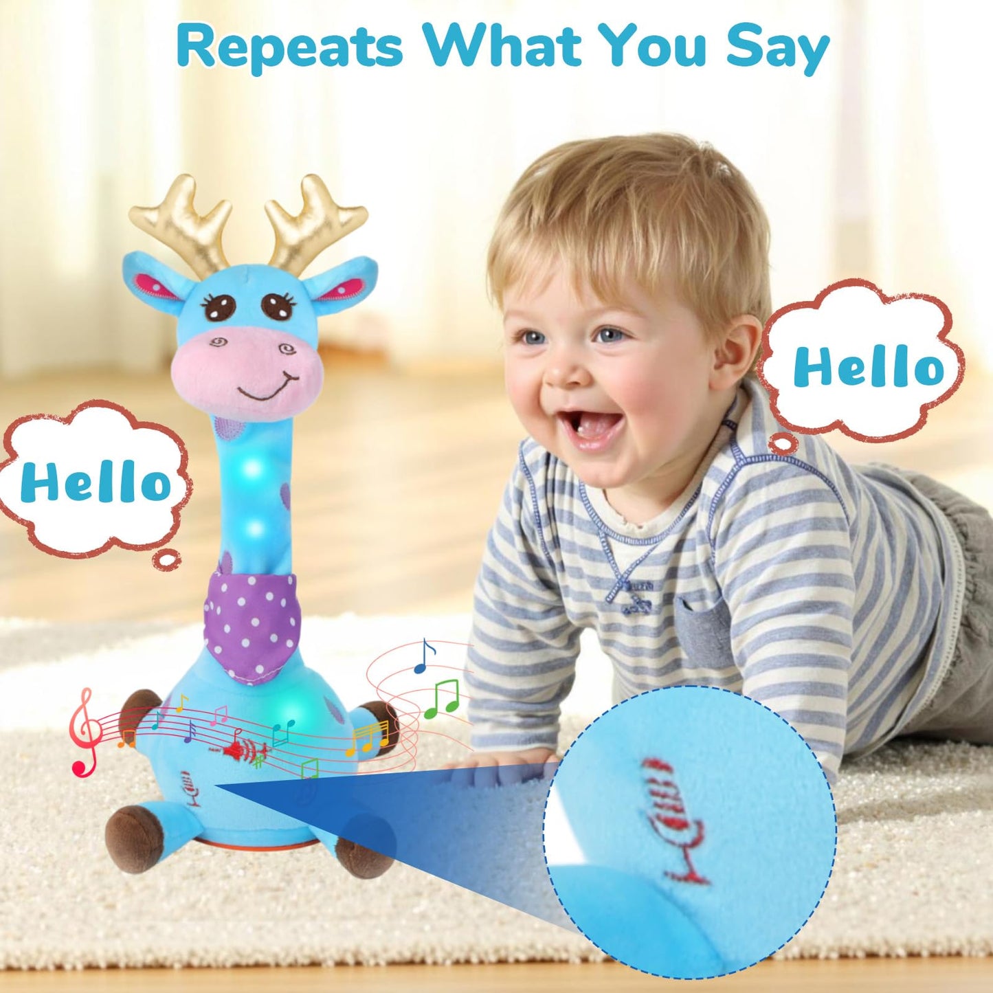 JISON21 Dancing Talking Giraffe Toy — Recording, Dancing & Singing Plush for Babies