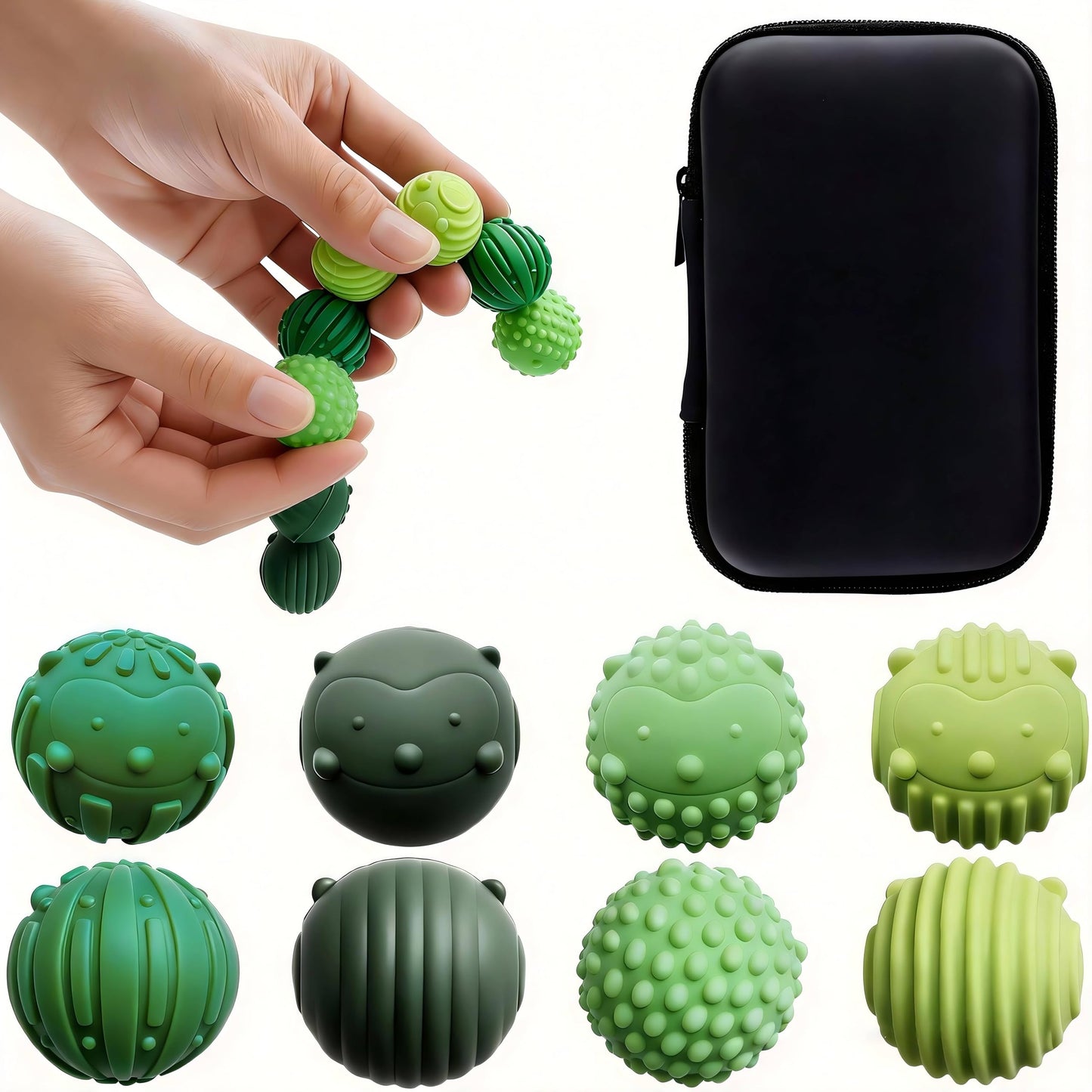 JISPUL Magnetic Sensory Fidget Balls - 8 Pack for Focus, Stress Relief & Travel